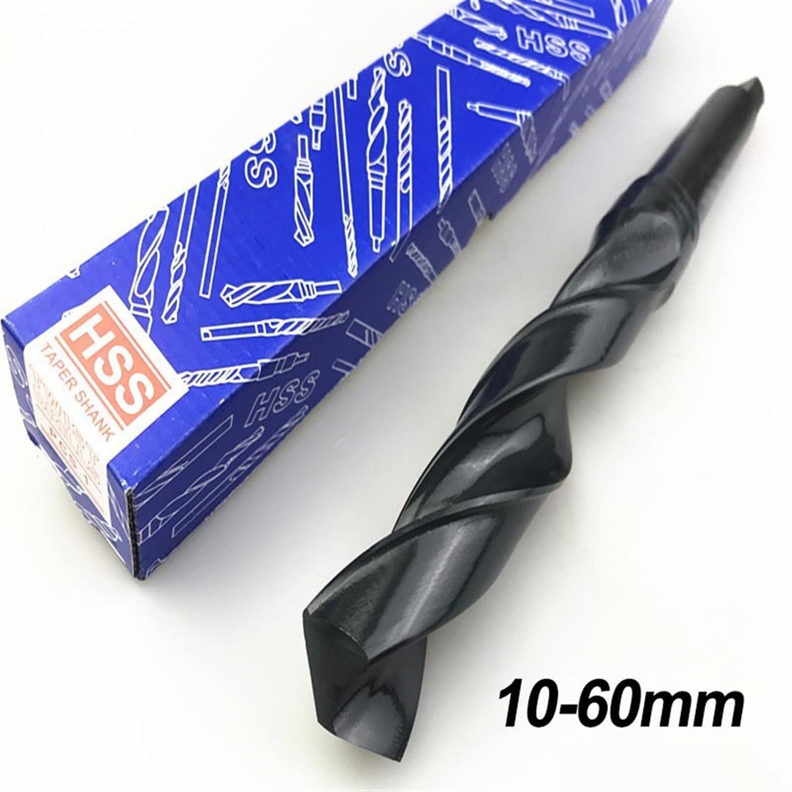 High Speed Steel (HSS) Morse Taper Shank Twist Drill Bit Set 10mm-60mm for Iron, Steel, Copper & Metal - Perfect for Metalworking, DIY Projects & Industrial Drilling (45mm Included)