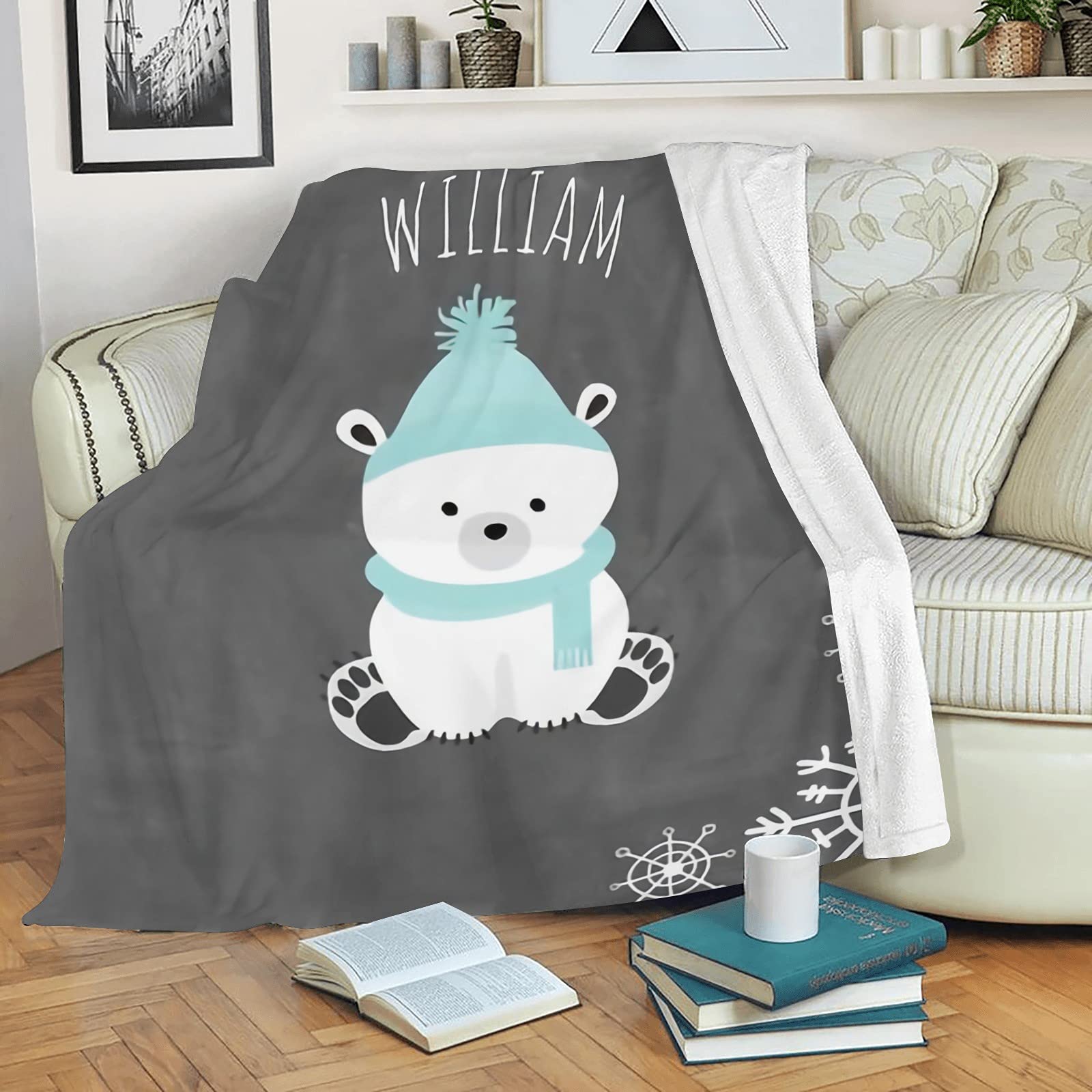 Personalized Baby Blanket with Name & Animals - Custom Soft Blanket for Newborn Boys & Girls - Neutral Nursery Decor Gift - Perfect for Cribs, Strollers & Snuggling