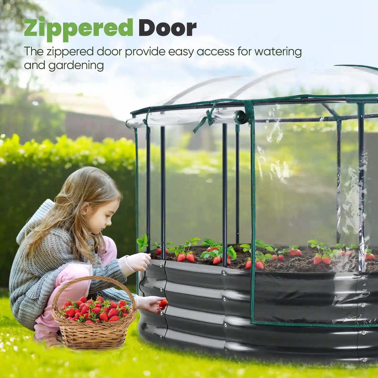 4' x 3' x 1' Galvanized Steel Oval Raised Garden Bed with Cover - Perfect for Vegetables, Flowers & Herbs in Backyard, Patio or Balcony Gardening