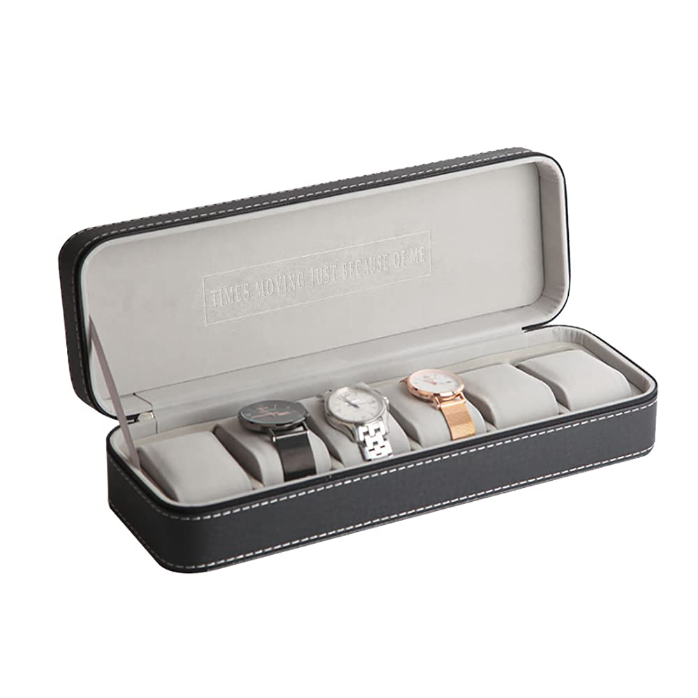 6/10/12 Slot Leather Watch Box - Portable Travel Jewelry Organizer with Zipper Case for Men & Women | Perfect for Watch Collectors, Business Travel & Home Storage