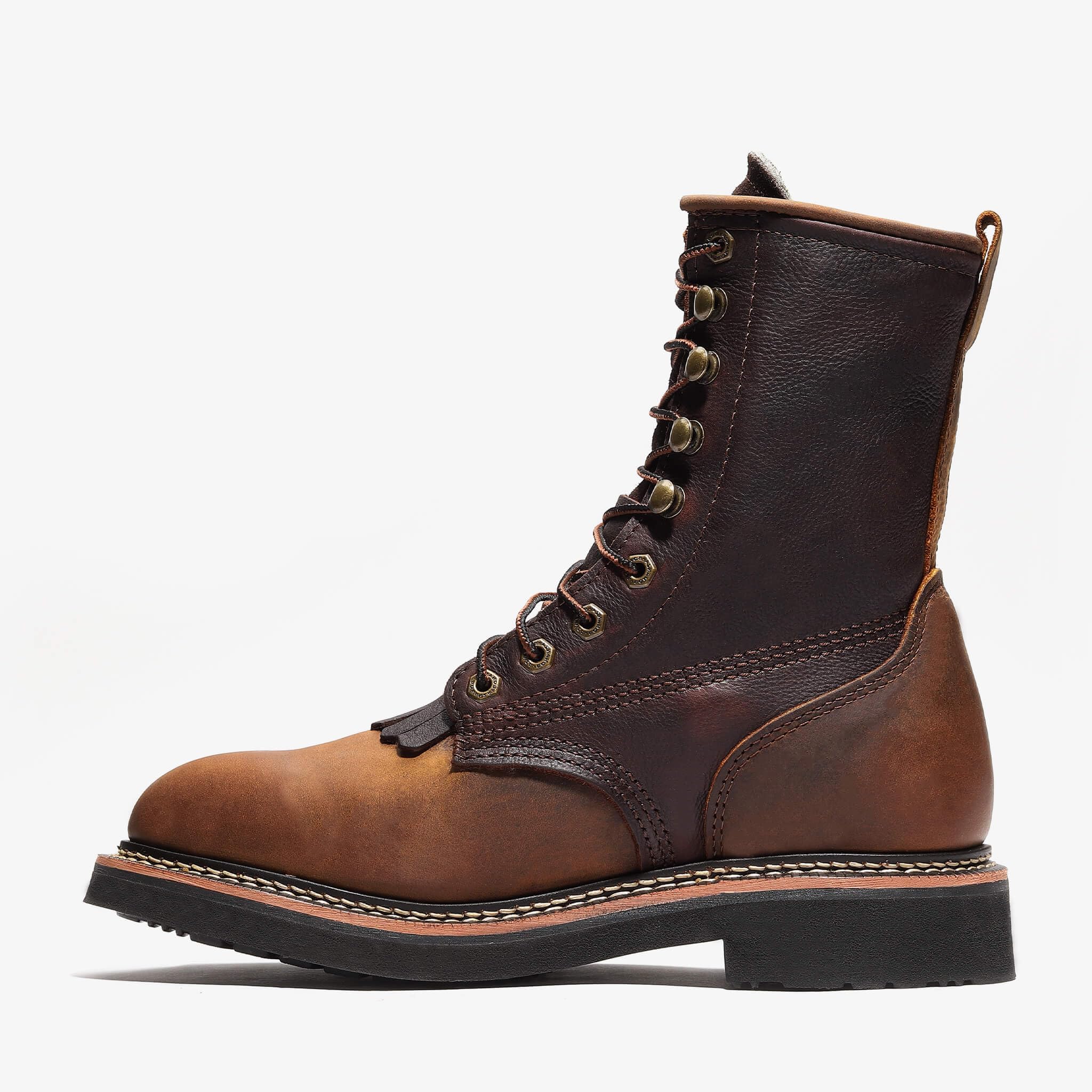 Men's Bonanza Boondocks 8-Inch Lace-Up Work Boots - Premium Leather Non-Safety Toe, Oil & Abrasion Resistant PU Outsole - Ideal for Construction, Landscaping & Outdoor Work