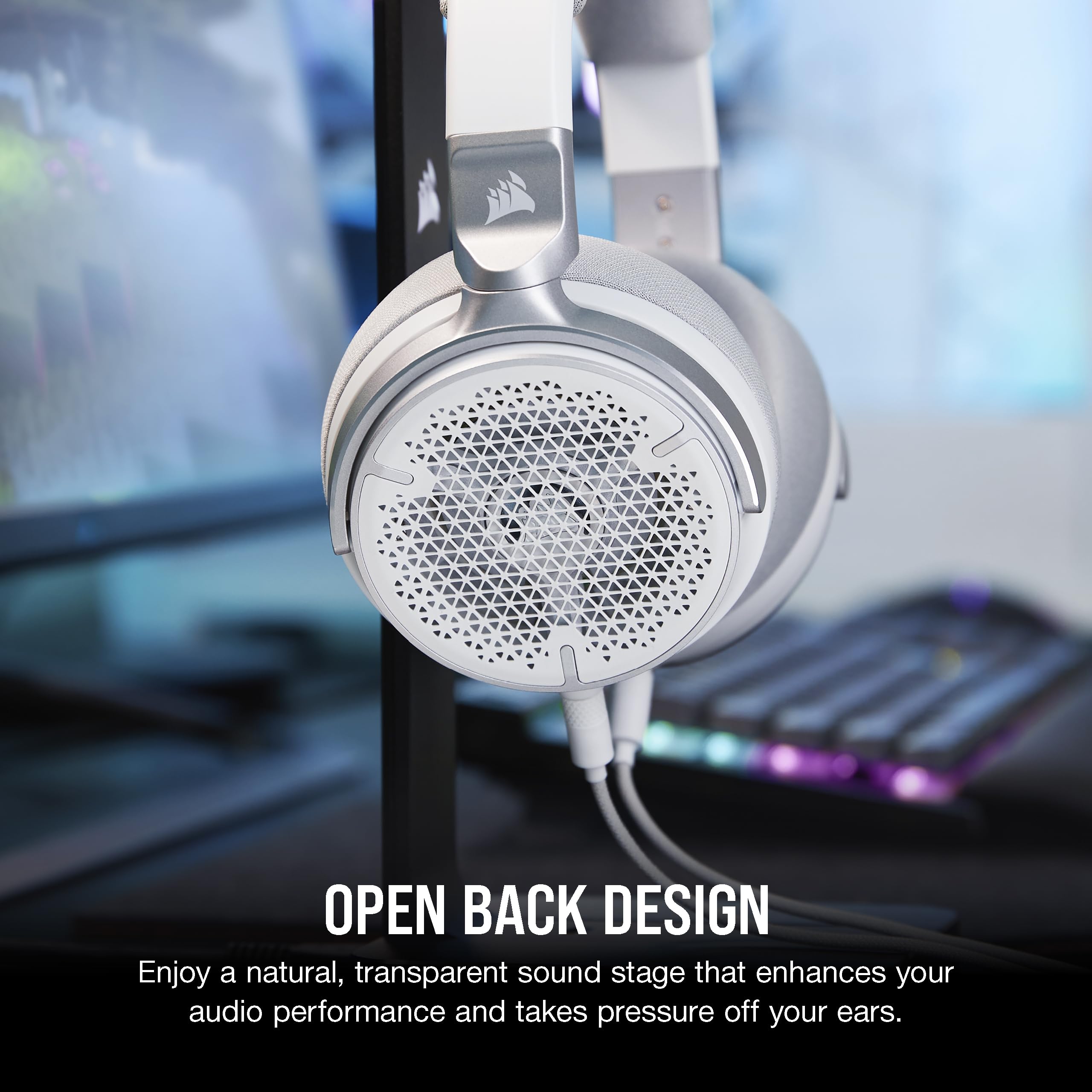 CORSAIR VIRTUOSO PRO Open Back Wired Gaming Headset with Detachable Mic - High-Fidelity Graphene Drivers (20Hz-40kHz) - Multiplatform Compatible (PC, Mac, PS5, Xbox, Switch, Mobile) - White - Perfect for Competitive Gaming, Streaming & Music Production