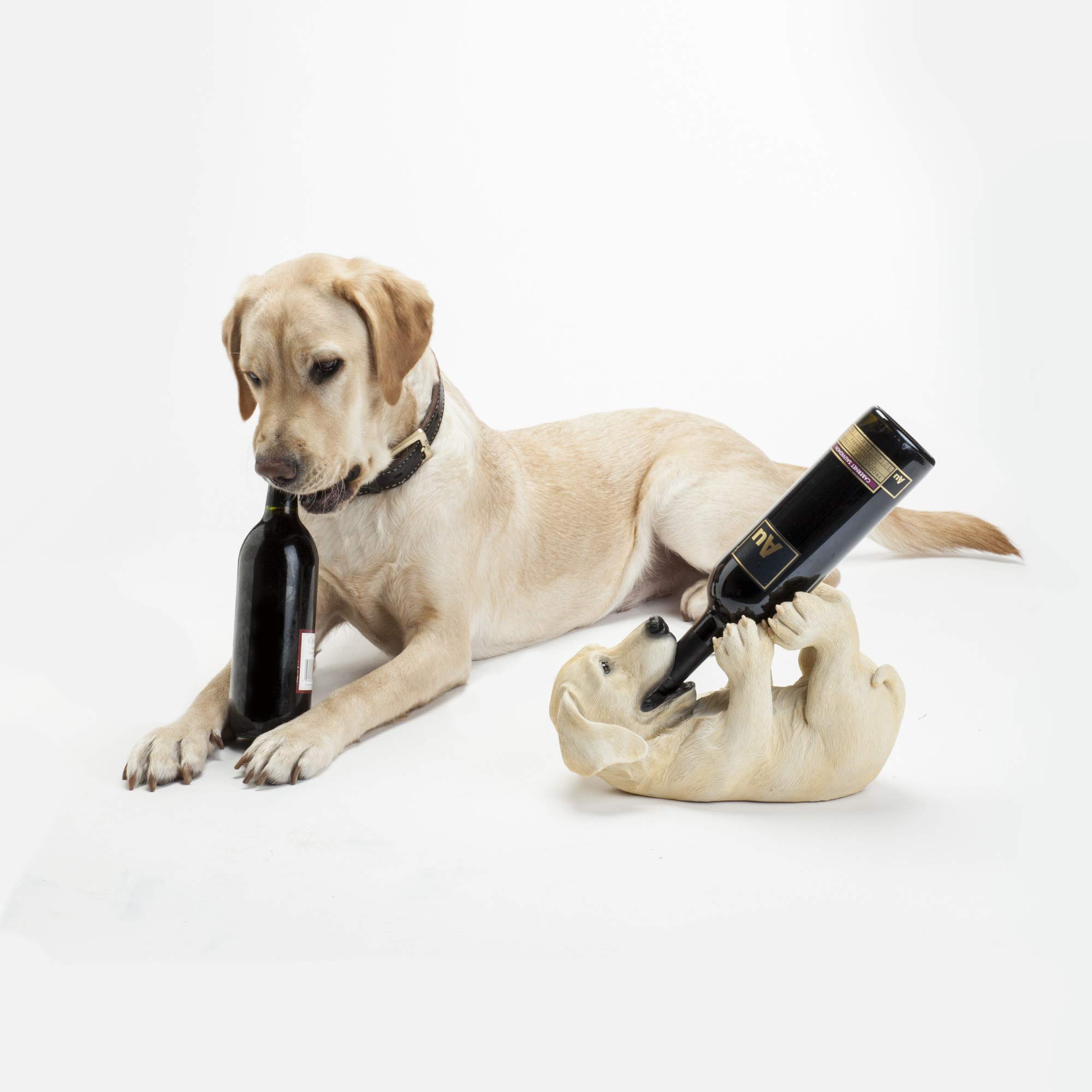 True Lab Playful Pup Bottle Holder - Decorative Wine Rack for Kitchen Countertop, Tabletop, Bar & Home Decor - Perfect for Wine Storage & Kitchen Organization (Set of 1)
