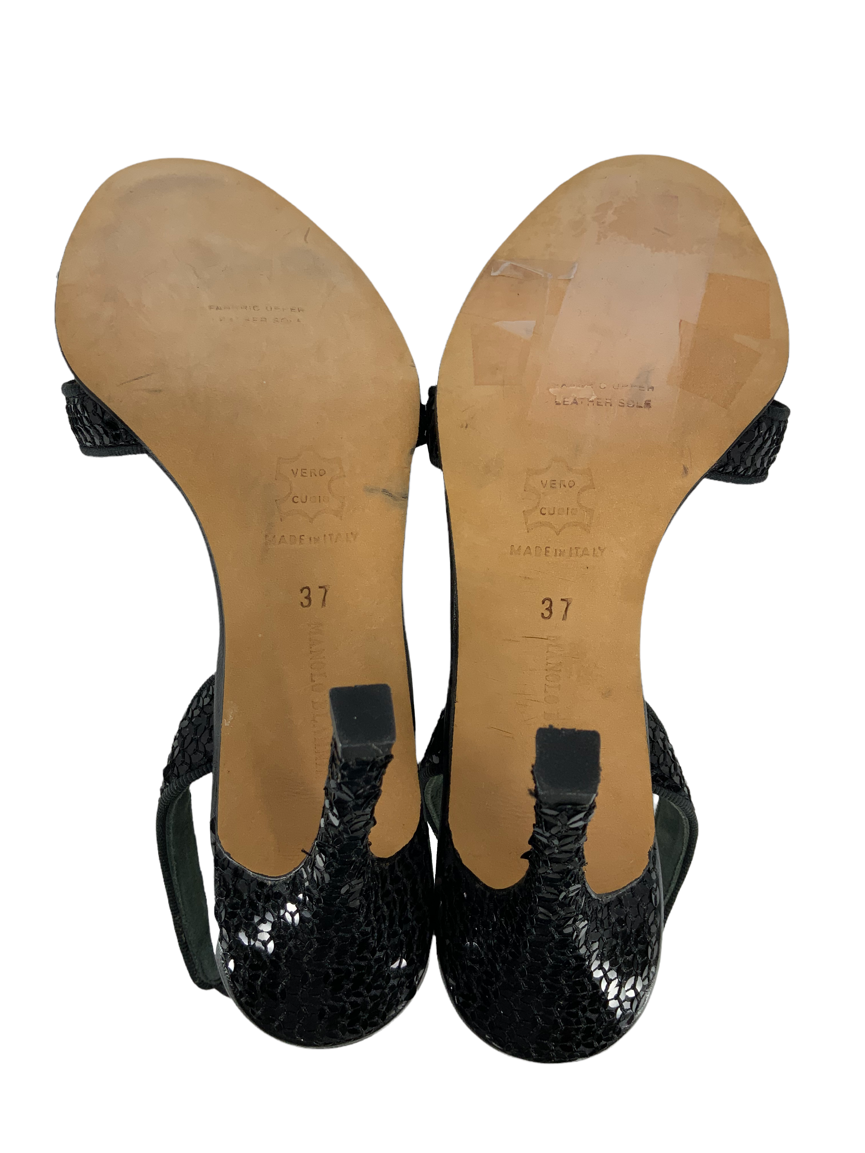 Manolo Blahnik Sequins Slingback Sandals - Women's Size 7 Heels | Elegant Evening Shoes for Parties, Weddings & Special Occasions
