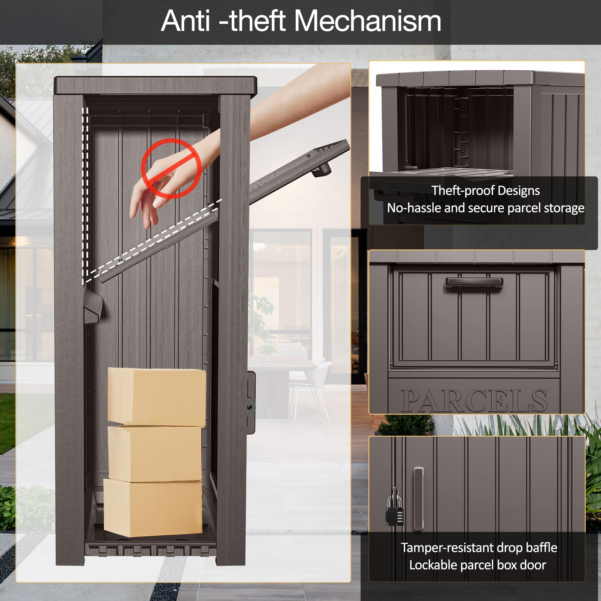 Extra Large Lockable Waterproof Package Drop Box - Secure Anti-Theft Outdoor Parcel Delivery Box for Porch, Yard & Curbside | Perfect for Online Shopping Deliveries & Package Security