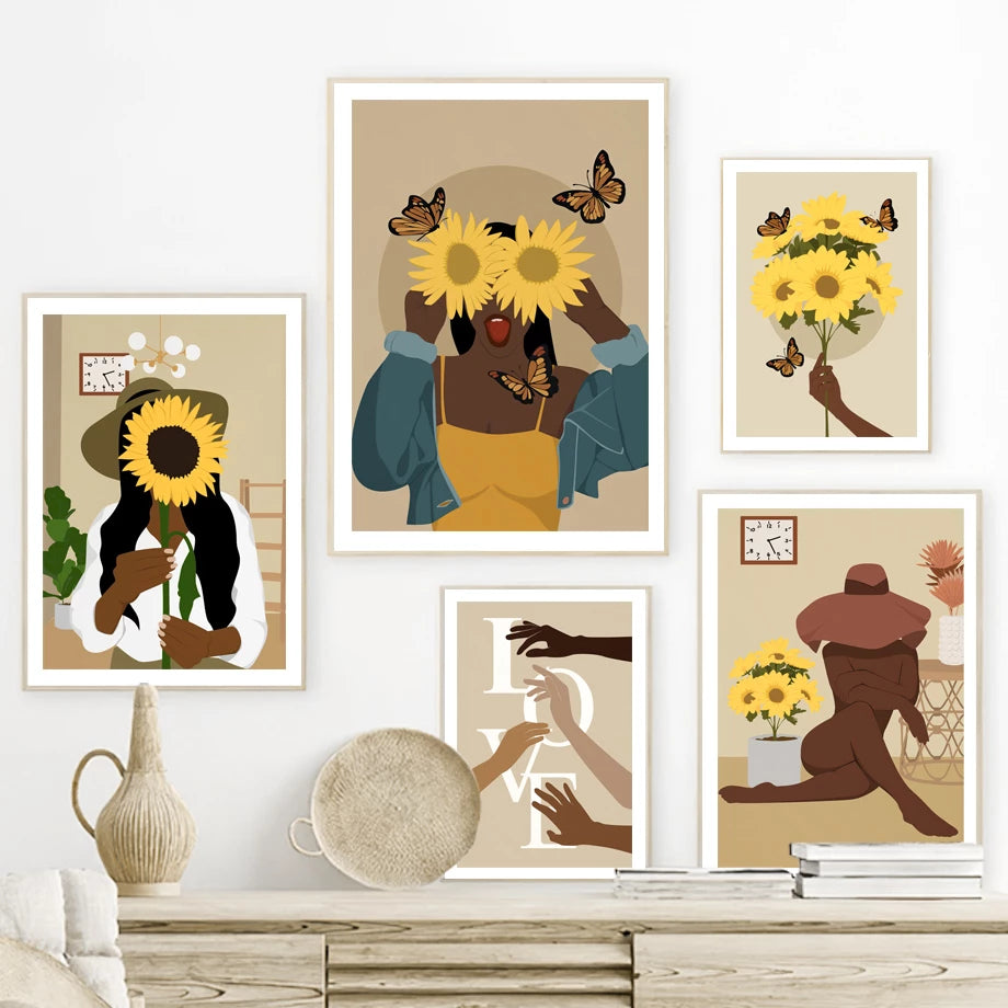 Sunflower Gallery Wall Canvas Posters - Set of 3 Floral Art Prints for Home Decor, Living Room, Bedroom & Office Wall Art - Perfect for Farmhouse, Boho & Modern Interior Design