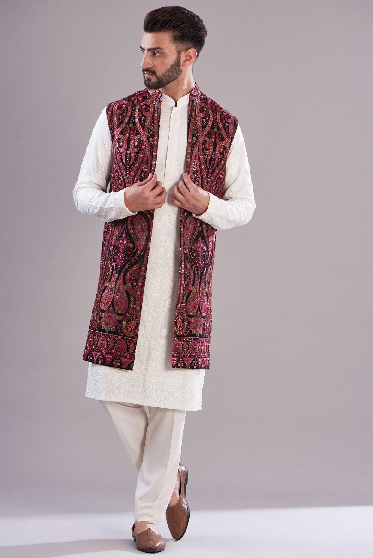 Elegant Kalamkari Long Open Shrug - Handmade Indian Cotton Cover-Up for Women - Perfect for Beach, Festival & Boho Fashion