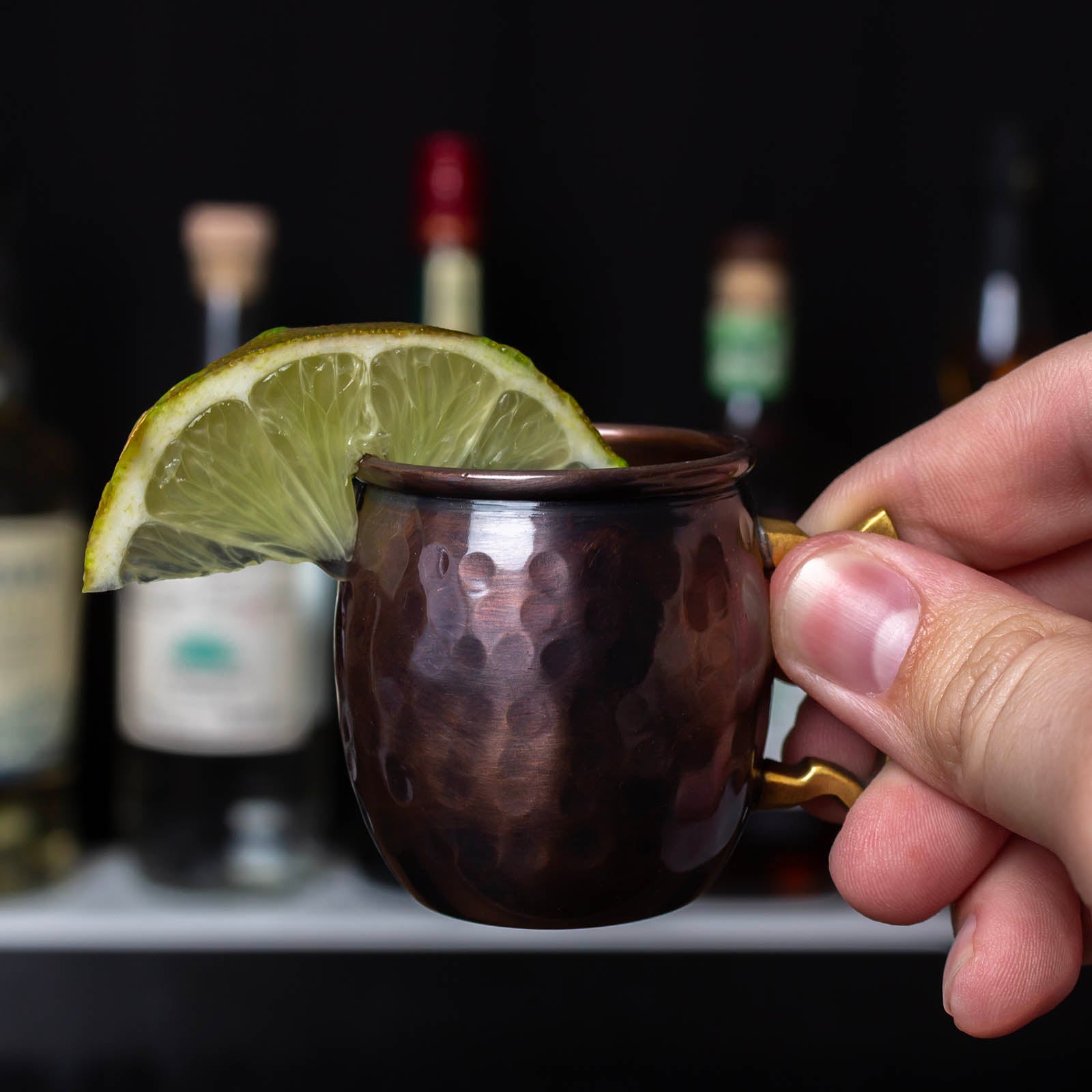 BarConic® Moscow Mule Mini Mug - 2oz Copper Cup with Antique Finish for Cocktails, Whiskey & Coffee | Perfect for Home Bars, Parties & Gifts