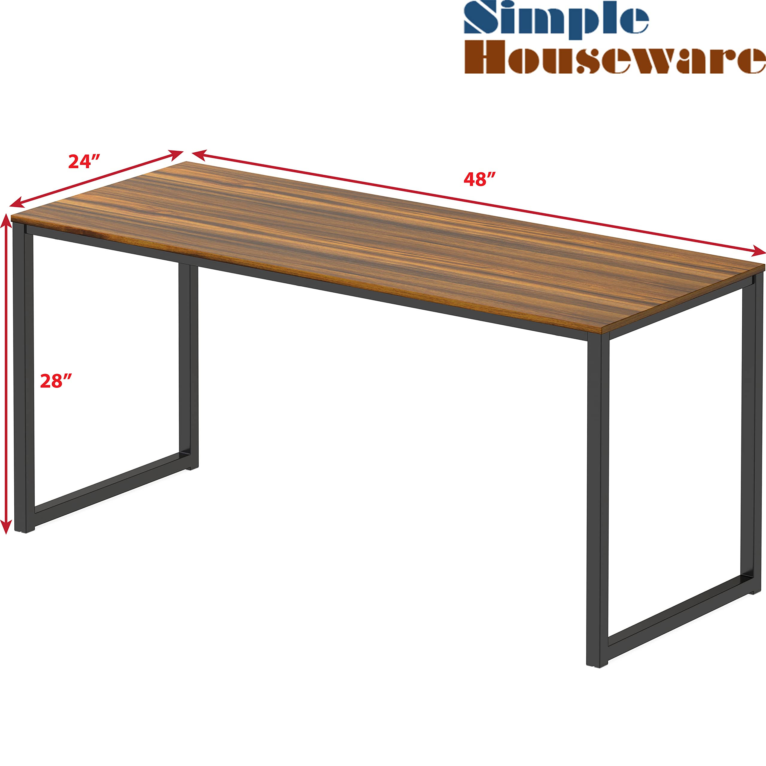 SHW Mission 48-Inch Home Office Computer Desk, Walnut Finish - Modern Writing Workstation for Small Spaces, Perfect for Remote Work & Study
