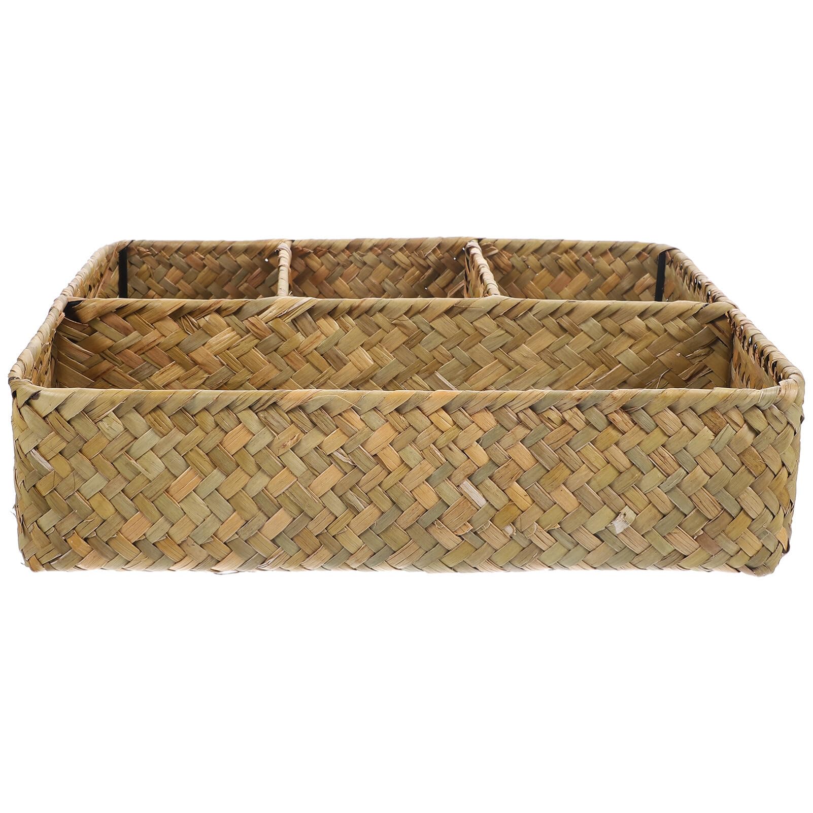 HEMOTON Seagrass Storage Basket - Natural Desktop Organizer for Snacks, Toys, Sugar Packets & Fruits | Eco-Friendly Home Decor & Kitchen Storage Solution | Perfect for Living Room, Office or Nursery Organization