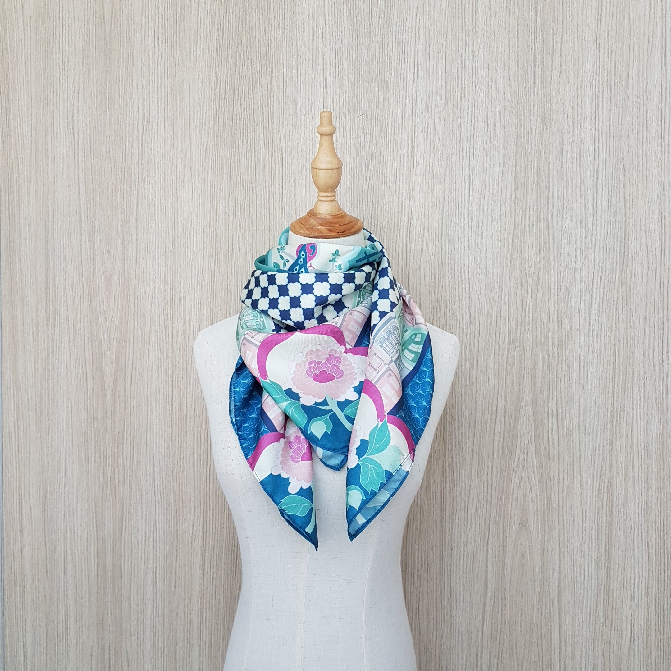 Luxury Peranakan Silk Scarf - Handmade Batik Floral Shawl for Women | Perfect for Weddings, Parties & Special Occasions