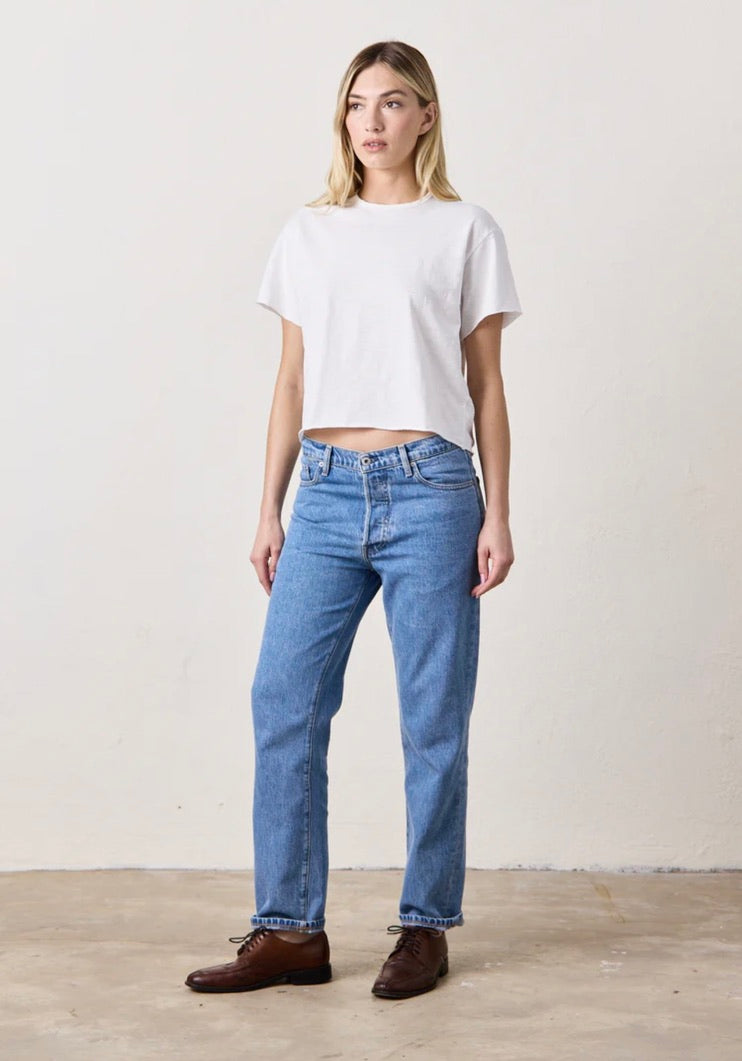 Owen Mid Rise Slouchy Straight Jeans for Women - Comfortable Stretch Denim Pants, Casual Everyday Wear for Work & Weekend Outfits
