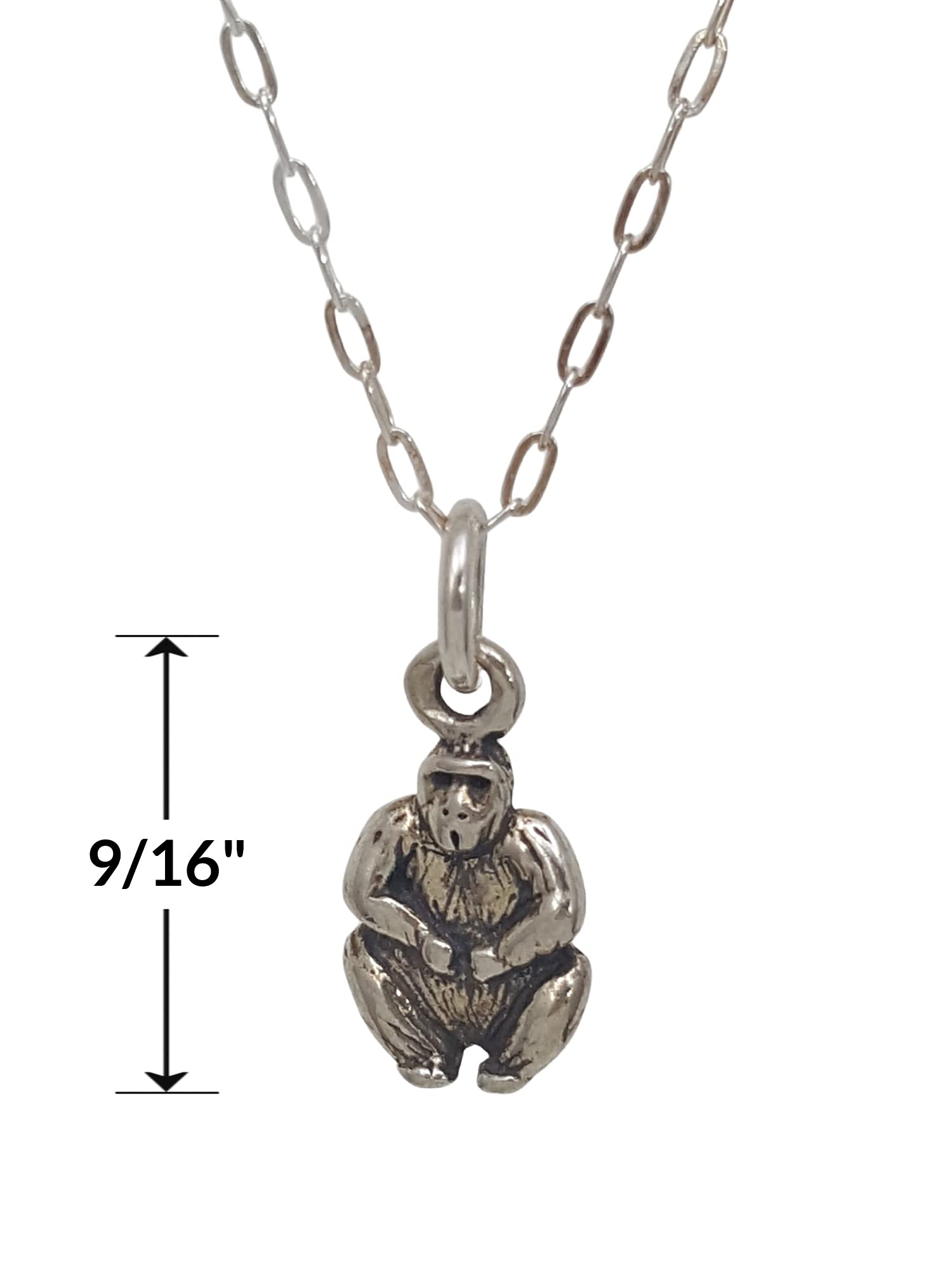 Sterling Silver Tiny Gorilla Pendant Necklace - 18 Inch Adjustable Chain, Dainty Animal Jewelry for Women - Perfect for Everyday Wear, Gifts & Special Occasions