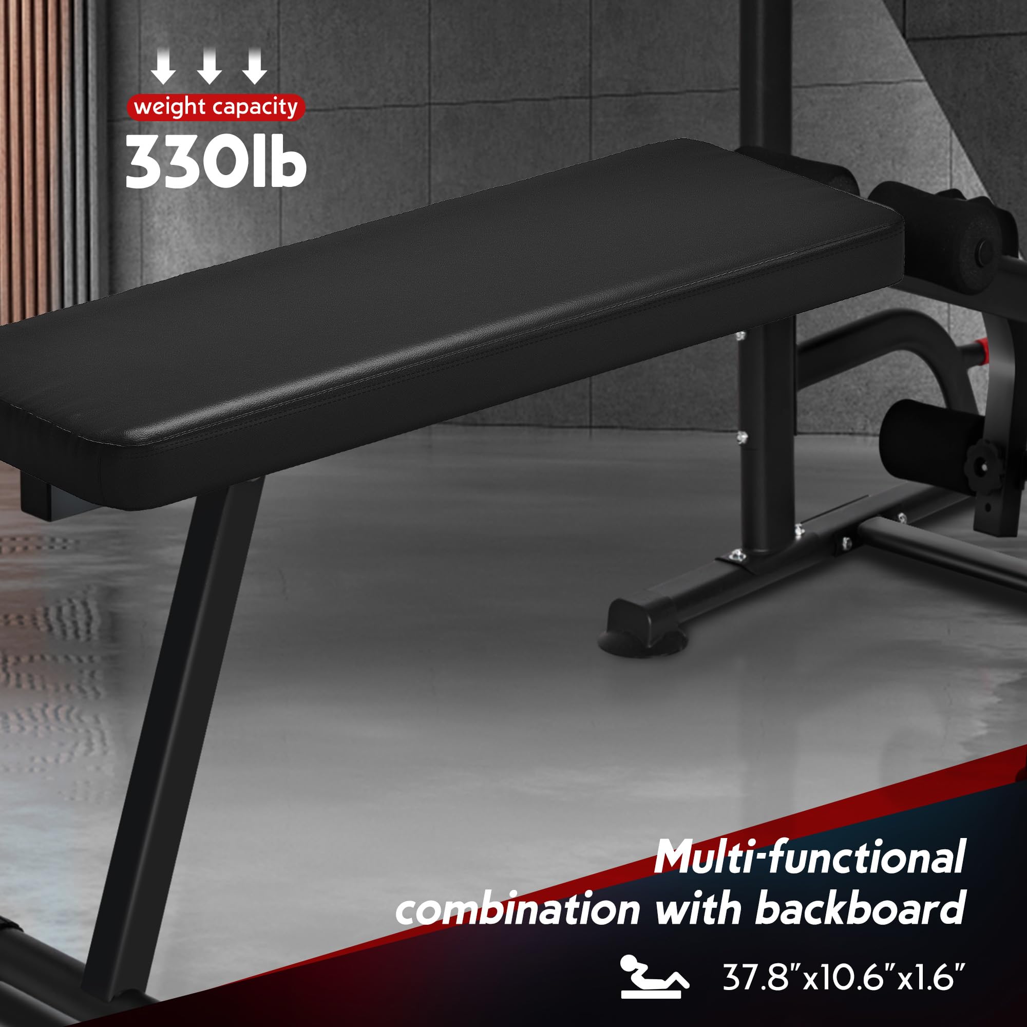 SogesPower Adjustable Height Power Tower - Multi-Function Pull Up Bar & Dip Station for Home Gym, Strength Training Equipment with Folding Dumbbell Bench (330LBS Capacity) - Perfect for Full-Body Workouts, Calisthenics & Home Fitness Training