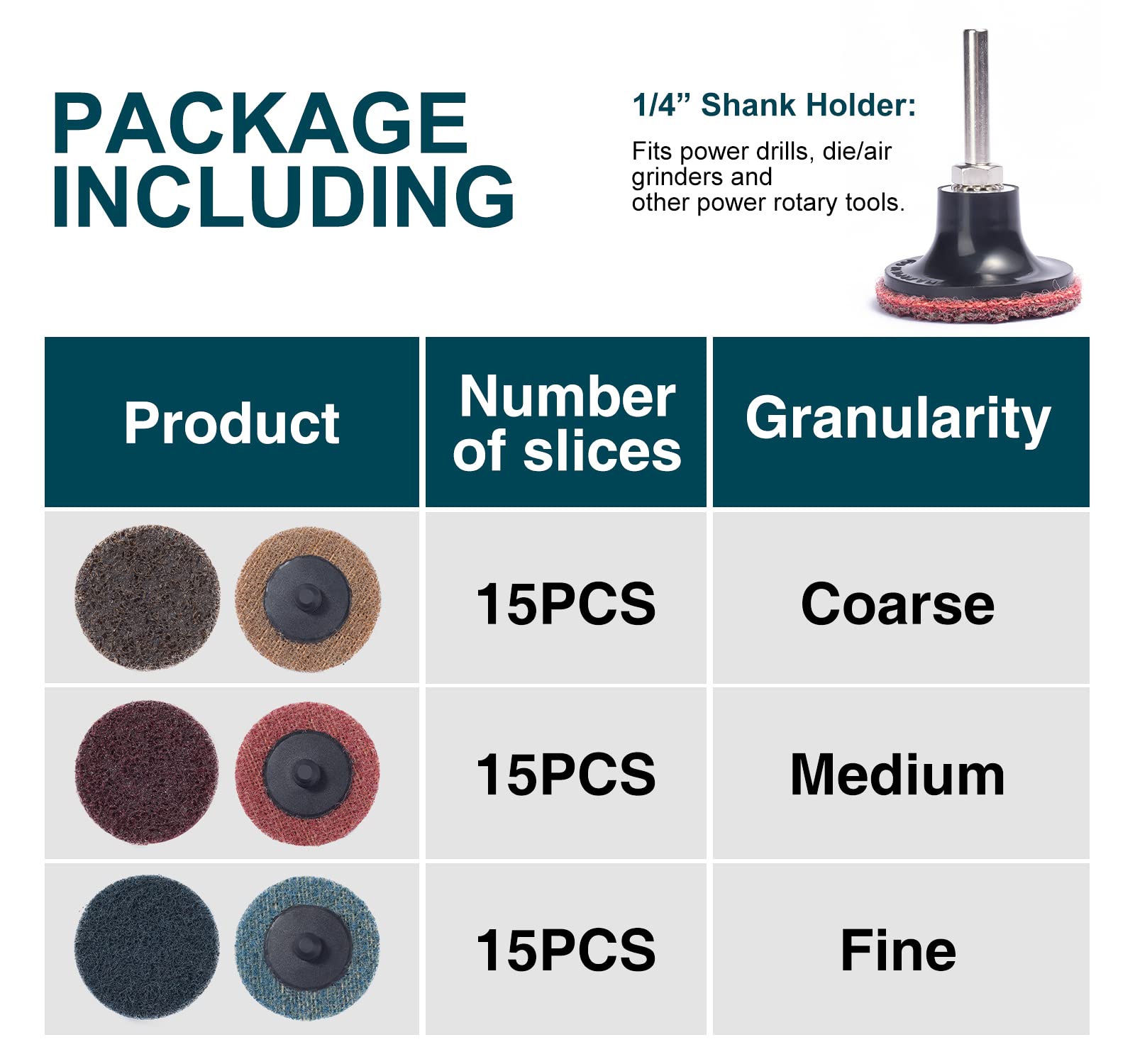 46PCS 2-Inch Sanding Discs with 1/4
