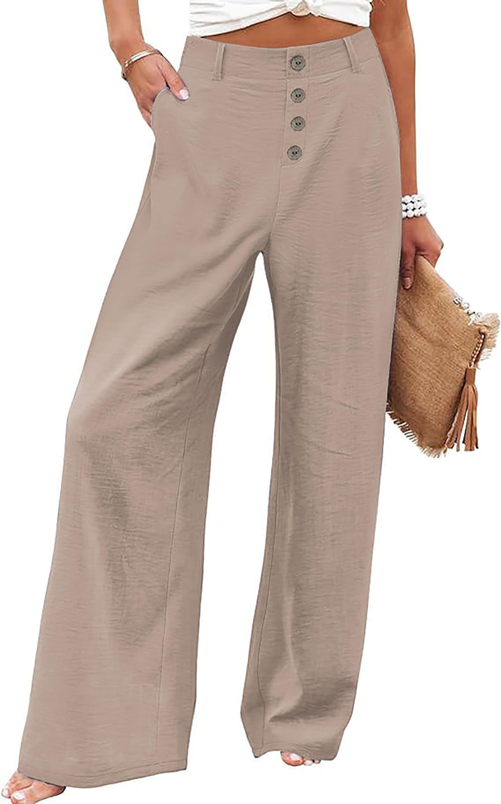 Elegant Women's Palazzo Pants - High Waisted Wide Leg Business Casual Work Trousers with Pockets | Perfect for Office, Travel & Special Occasions