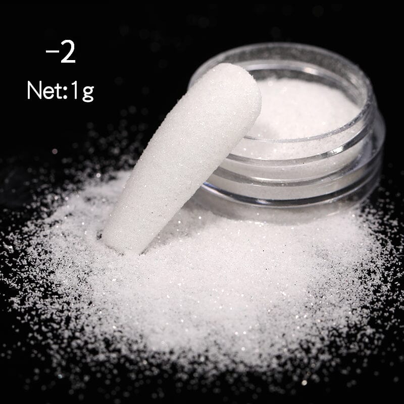 White Gradient Glitter Nail Powder #8001 - Premium Woolen Nail Art Dust for Gel & Acrylic Nails - Perfect for Salon, Home Manicure & Party Nail Designs