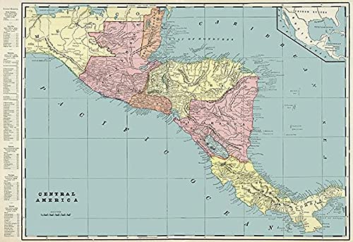 Vintage 1901 Central America Map Poster - Antique Wall Art Decor for Home, Office & Classroom - Historical Geography Gift for Map Lovers
