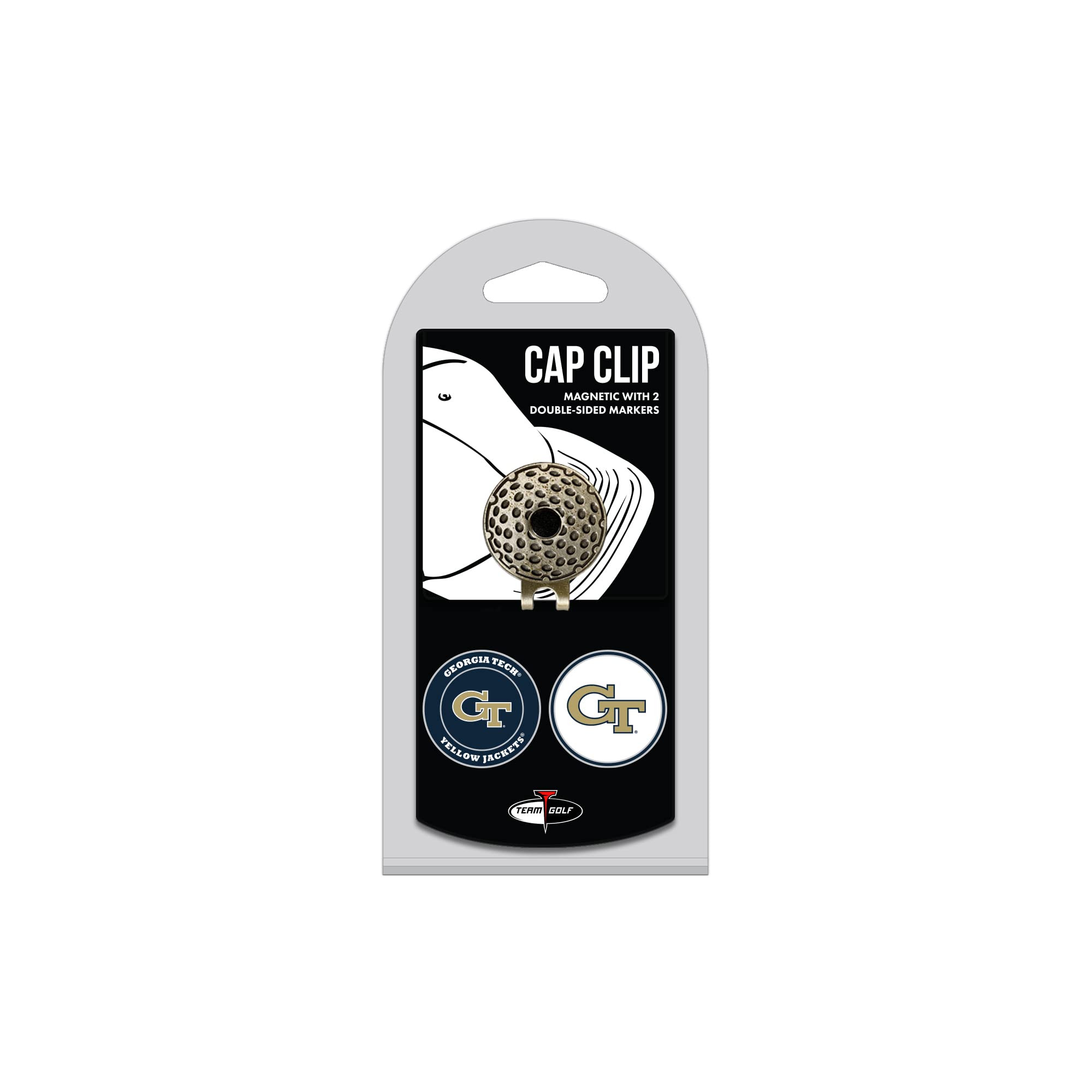 Team Golf NCAA Golf Cap Clip with 2 Removable Double-Sided Enamel Magnetic Ball Markers - Easy Hat Attachment for Golfers | Perfect for Golf Tournaments, Practice & Course Play
