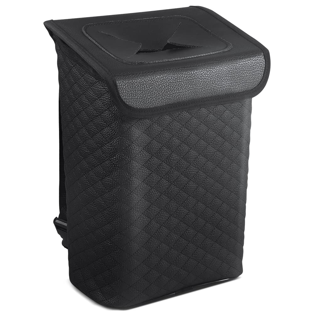 Premium Car Trash Can with Lid - Leakproof & Removable Liner, Magnetic Opening Hanging Garbage Bin for Auto, SUV, Truck (2 Gallon/7.5L) - Ideal for Road Trips, Commuting & Family Travel