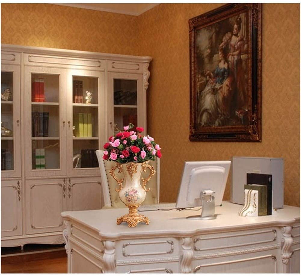 European-Style Retro Resin Large Flower Vase - Hand-Painted Tall Decorative Vase for Living Room, Dining Table, Bedroom, Office & Hotel Decor (41×28cm, White) - Perfect Wedding Gift & Home Centerpiece for Parents