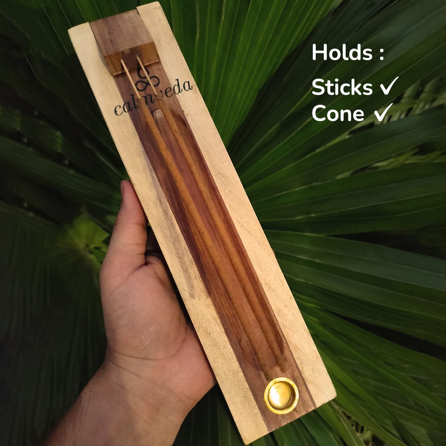 Handmade Rosewood Incense Holder for Sticks and Cones - 11 Inch Dual Incense Burner with Natural Wood Finish | Perfect for Meditation, Yoga, Aromatherapy and Home Decor