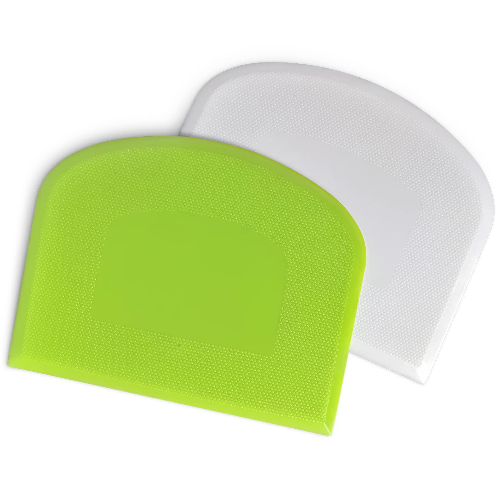ALLTOP Flexible Plastic Bowl Spatula & Bench Scraper Set (2-Piece, White & Green) - Multipurpose Kitchen Tool for Baking, Pastry, Bread Dough, Cake Decorating & Fondant Icing - Perfect for Home Bakers & Professional Chefs