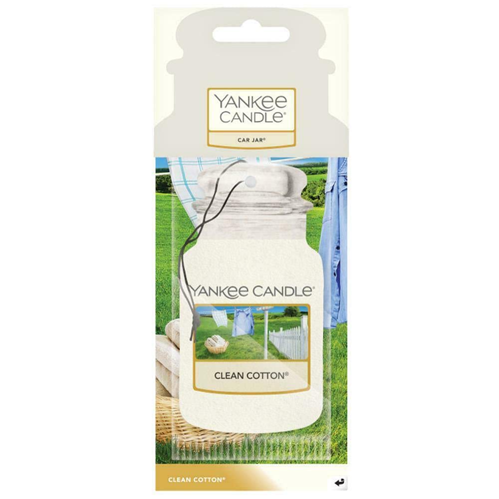 Yankee Candle Clean Cotton Car Air Freshener - Long Lasting Scent for Cars, Home & Office | Eliminates Odors & Freshens Air
