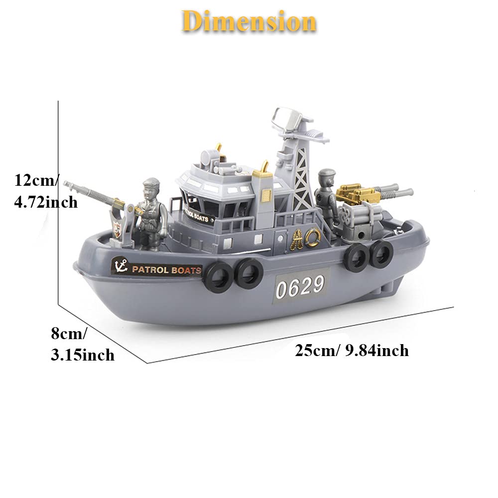 Electric Patrol Boat Toy - Coast Guard & Military Warship Model for Kids, Remote Control Water Pool Boat with LED Lights | Perfect for Outdoor Play, Pool Battles & Collectors