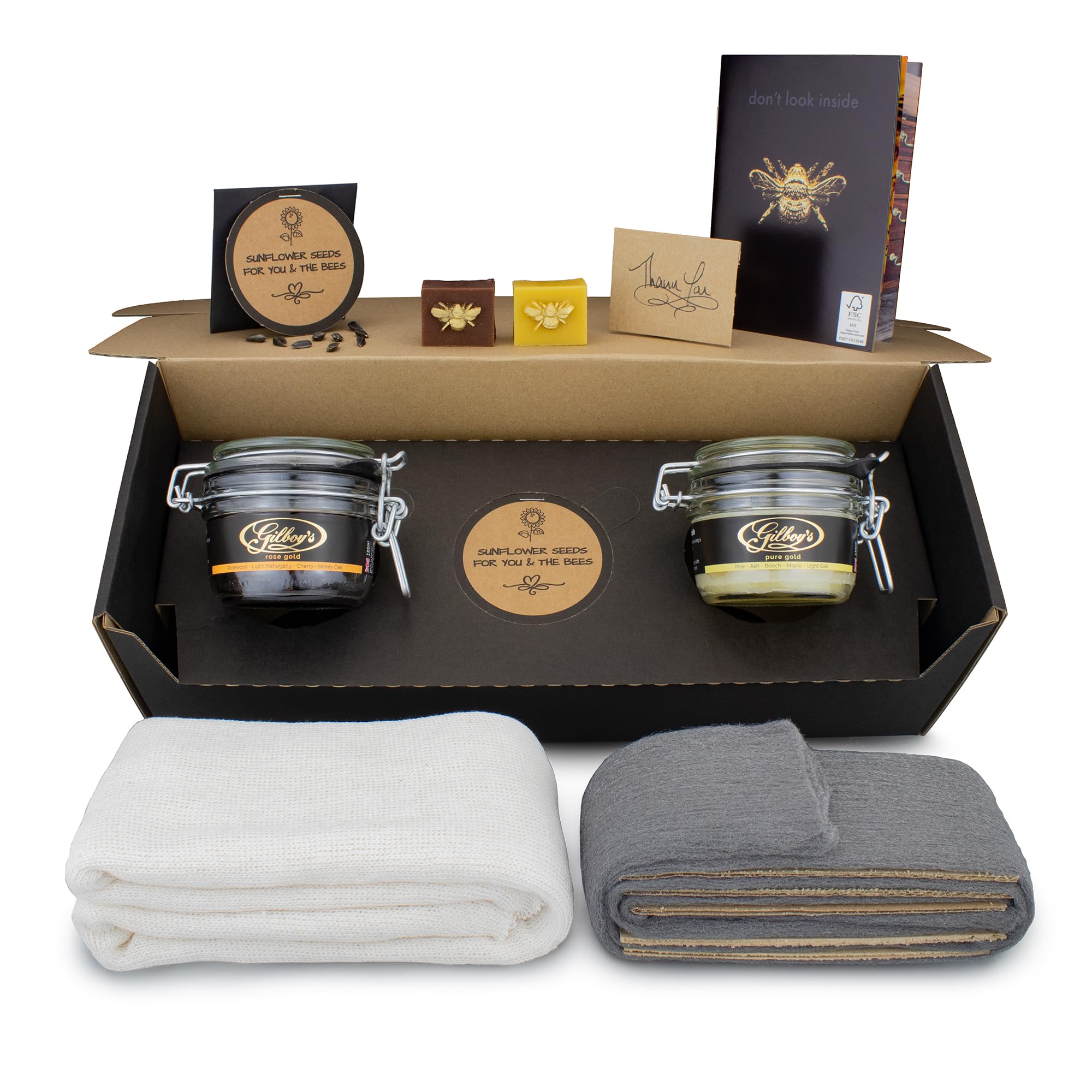 Premium Beeswax Antique Furniture Polish Kit - 2 Jars (Dark & Clear Wax) - Natural Wood Restorer & Protector for Vintage Tables, Chairs & Cabinets