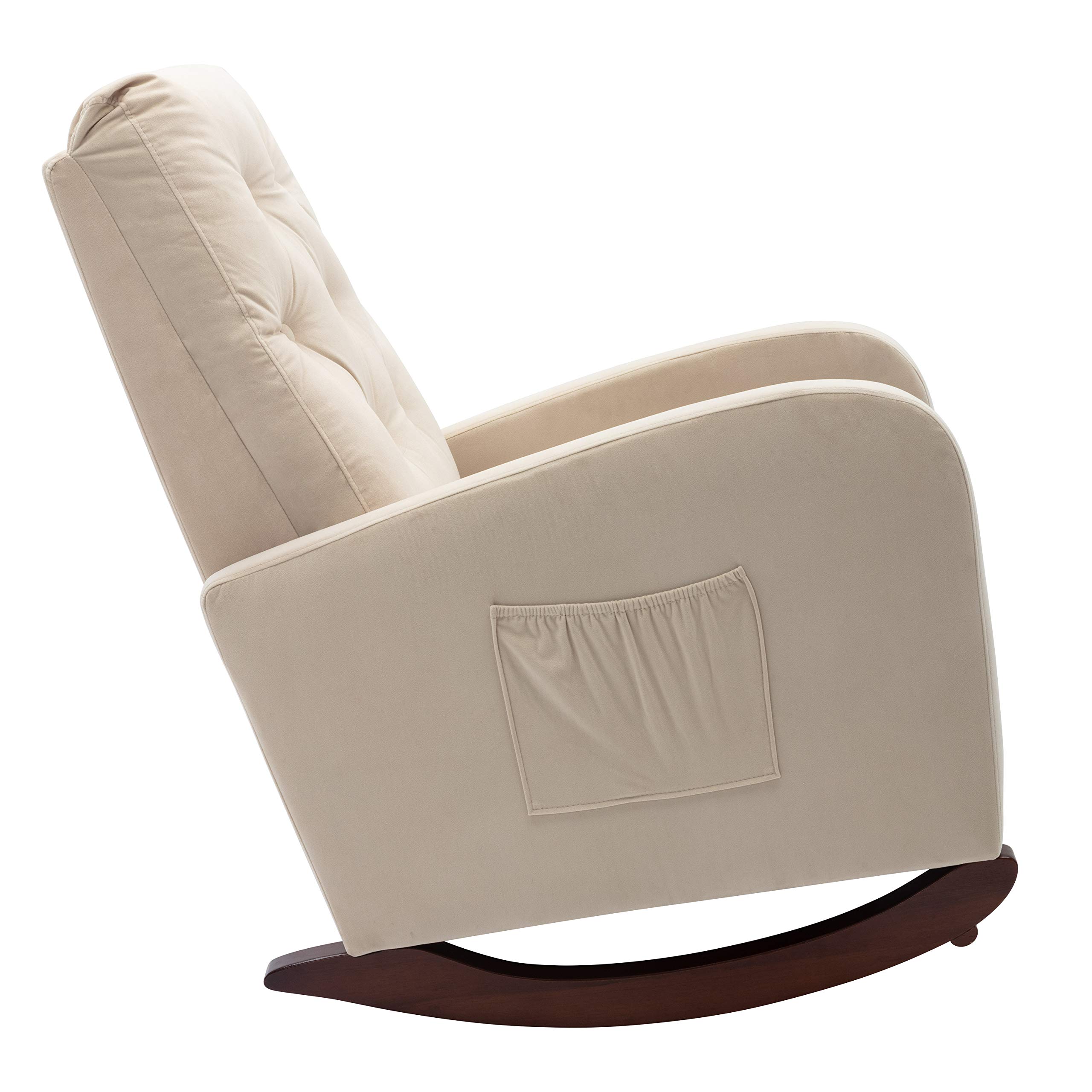 HomVent Baby Nursery Rocking Chair - High Back Comfortable Rocker with Padded Seat, Modern Armchair for Breastfeeding & Relaxing (Beige) | Perfect for Nurseries, Bedrooms & Living Rooms