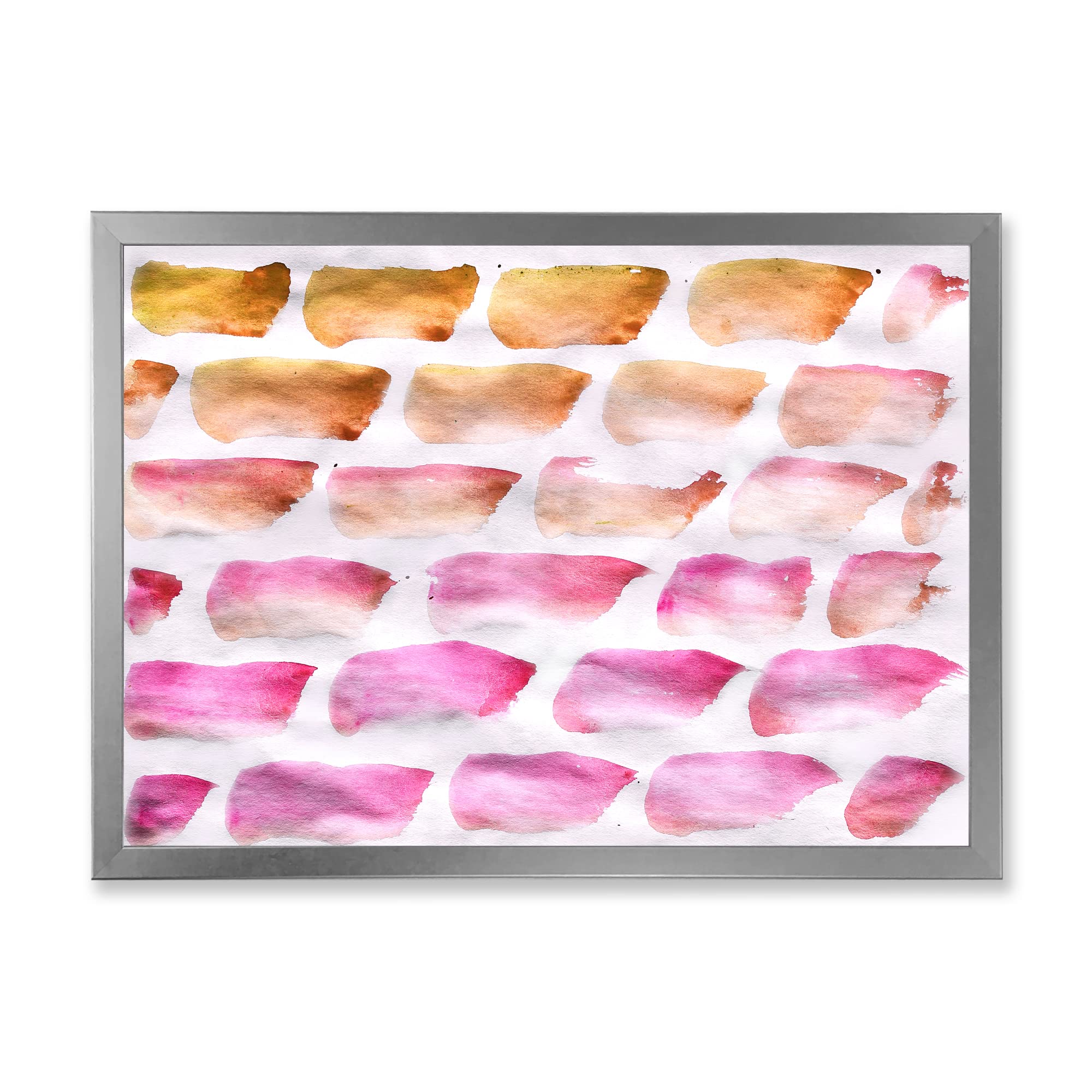 Abstract Pink and Dark Yellow Brushes Framed Wall Art - Modern Home Decor for Living Room, Bedroom & Office
