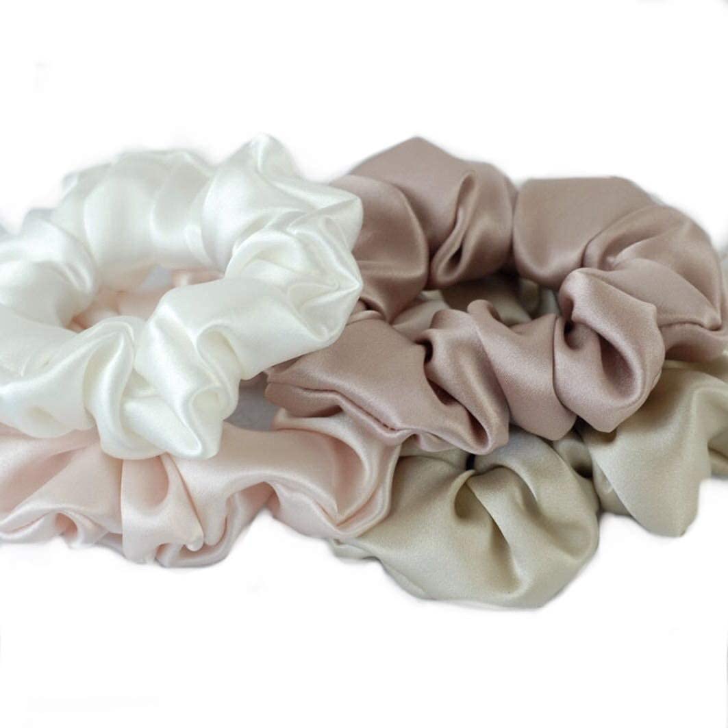 ANASVI Silk Satin Hair Scrunchies - Soft Elastic Hair Bands for Women & Girls (3-Pack) - Gentle No-Slip Hair Ties for Ponytails, Buns & Everyday Styling