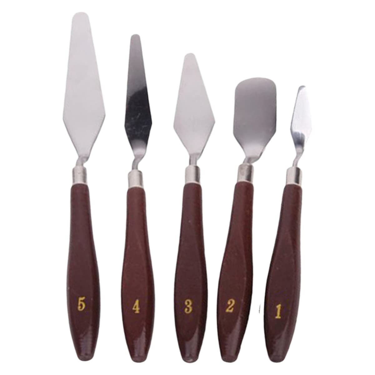 Balacoo 5-Piece Stainless Steel Artist Spatula Set - Wood Handle Painting Knives for Oil Paint Mixing, Texturing & Applications - Perfect for Canvas Art, DIY Crafts & Professional Studio Use
