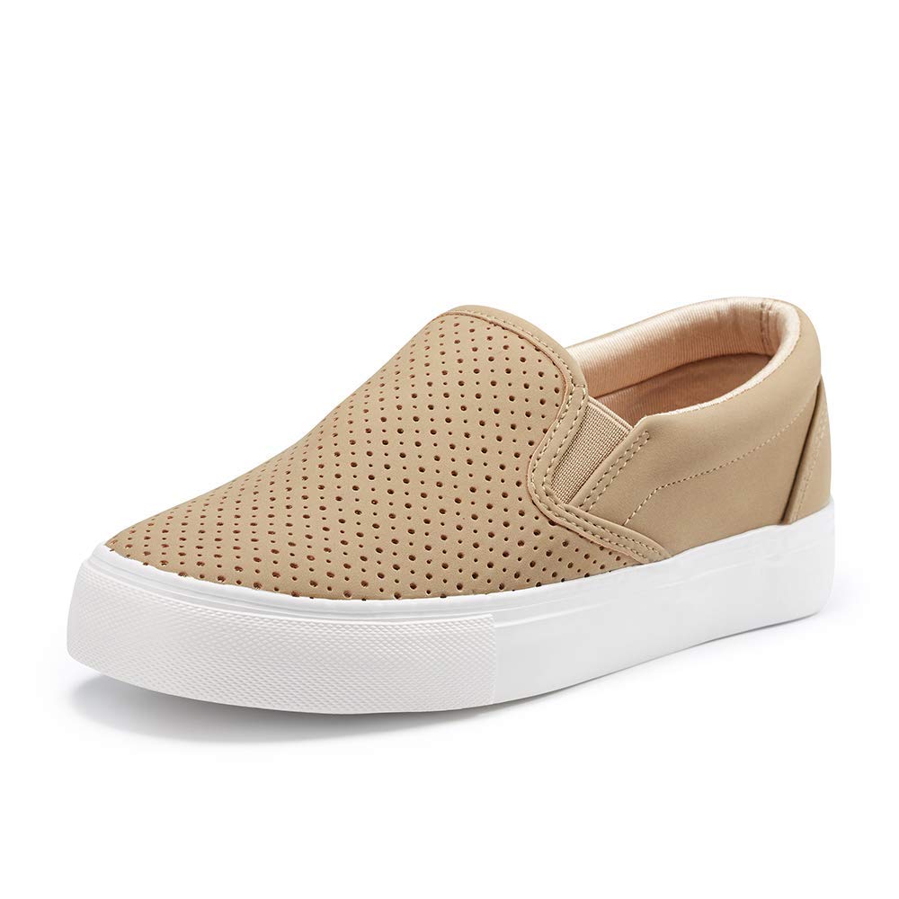 JENN ARDOR Women's Fashion Sneakers - Breathable Perforated Slip-On Flats for Women | Comfortable Walking Shoes for Casual Wear | Perfect for Work, Travel & Everyday Outfits
