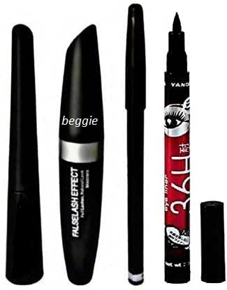 Waterproof Eyeliner Set - 36H Long Lasting Liquid Eyeliner, Mascara & Eyebrow Pencil (18ml, Black) | Smudge-Proof Makeup for Swimming, Gym & All-Day Wear