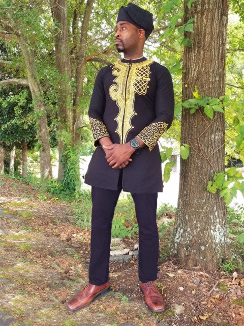 Black Panther Dashiki African Print Shirt for Men - Stylish Cultural Wear for Parties, Weddings & Festivals