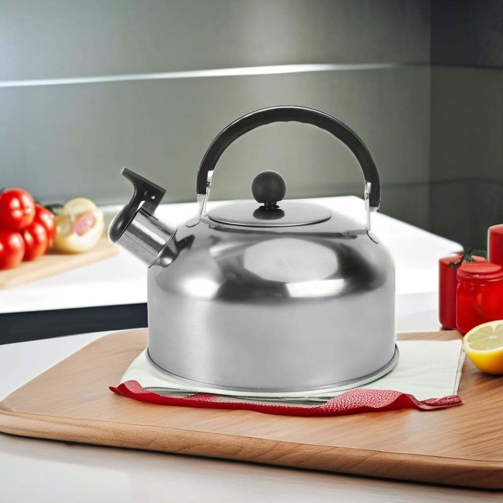 2L Stainless Steel Stovetop Tea Kettle - Flat Bottom Water Boiler for Gas & Electric Stoves - Perfect for Tea Brewing, Coffee Making & Hot Water Dispensing