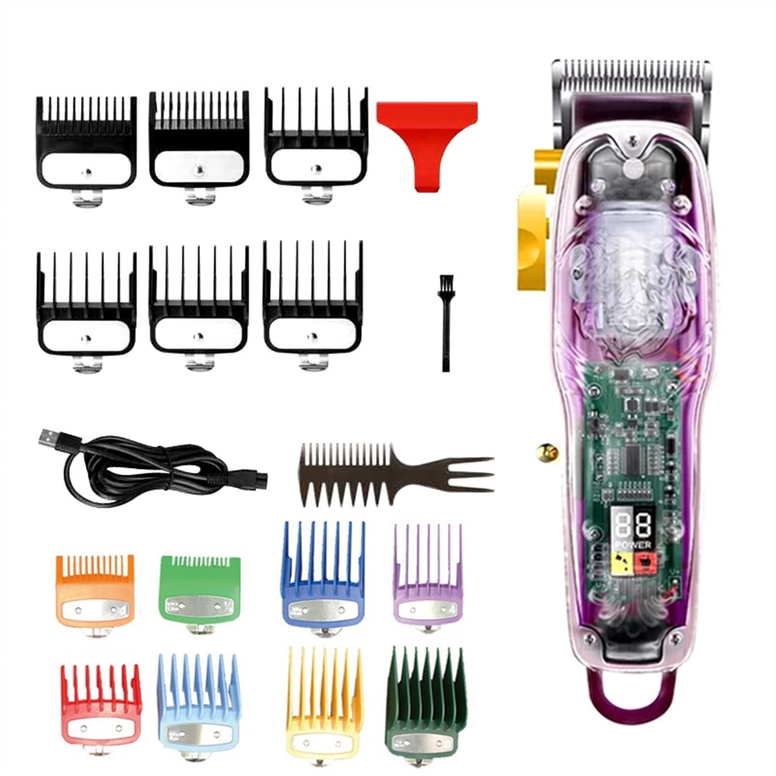 RODASON Professional Cordless Hair Clipper for Men - Electric Hair Trimmer with LCD Display & 8 Comb Attachments (Color: 2707) - Perfect for Home Haircuts, Barbershop Use & Travel Grooming
