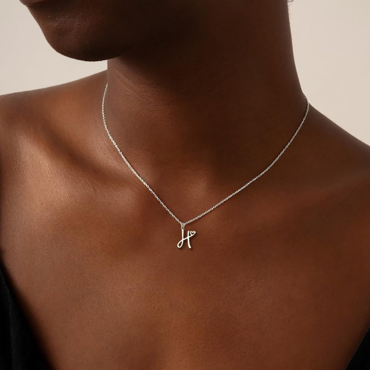 CAROVO Women's Initial Necklace - 14K Gold & Silver Letter Pendant, Dainty Monogram Name Jewelry for Women | Trendy Minimalist Choker Necklace Gift for Her | Perfect for Everyday Wear, Date Nights & Special Occasions