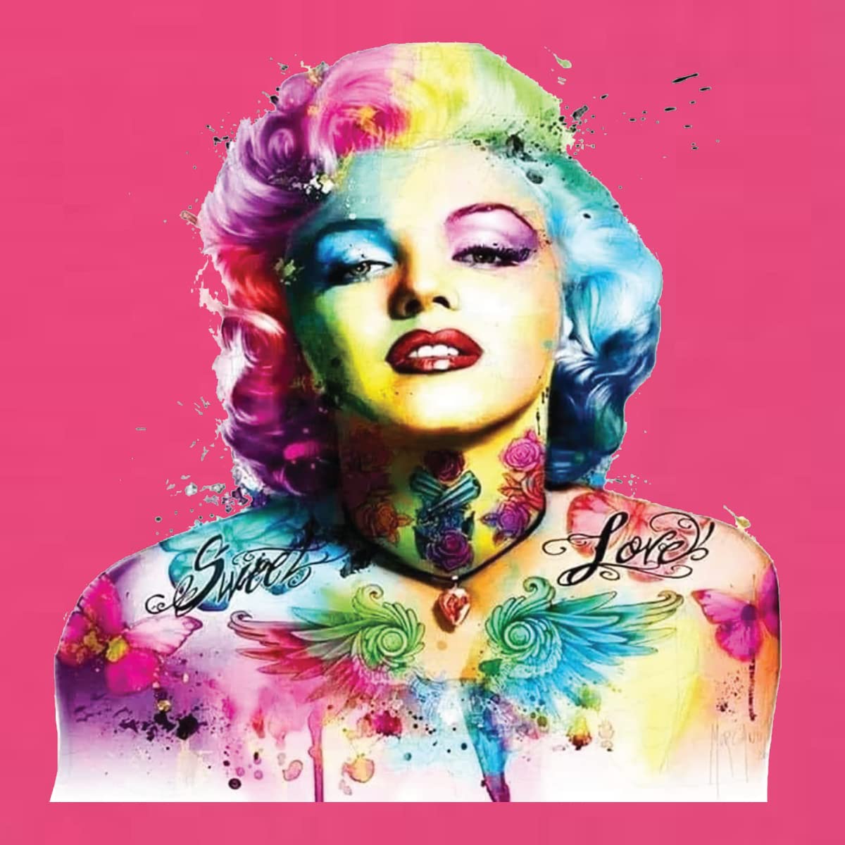 Vibrant Marilyn Multicolor Pop Art T-Shirt for Women - Junior Fit V-Neck Tee | Casual Wear, Pop Culture Fashion, Gift for Art Lovers
