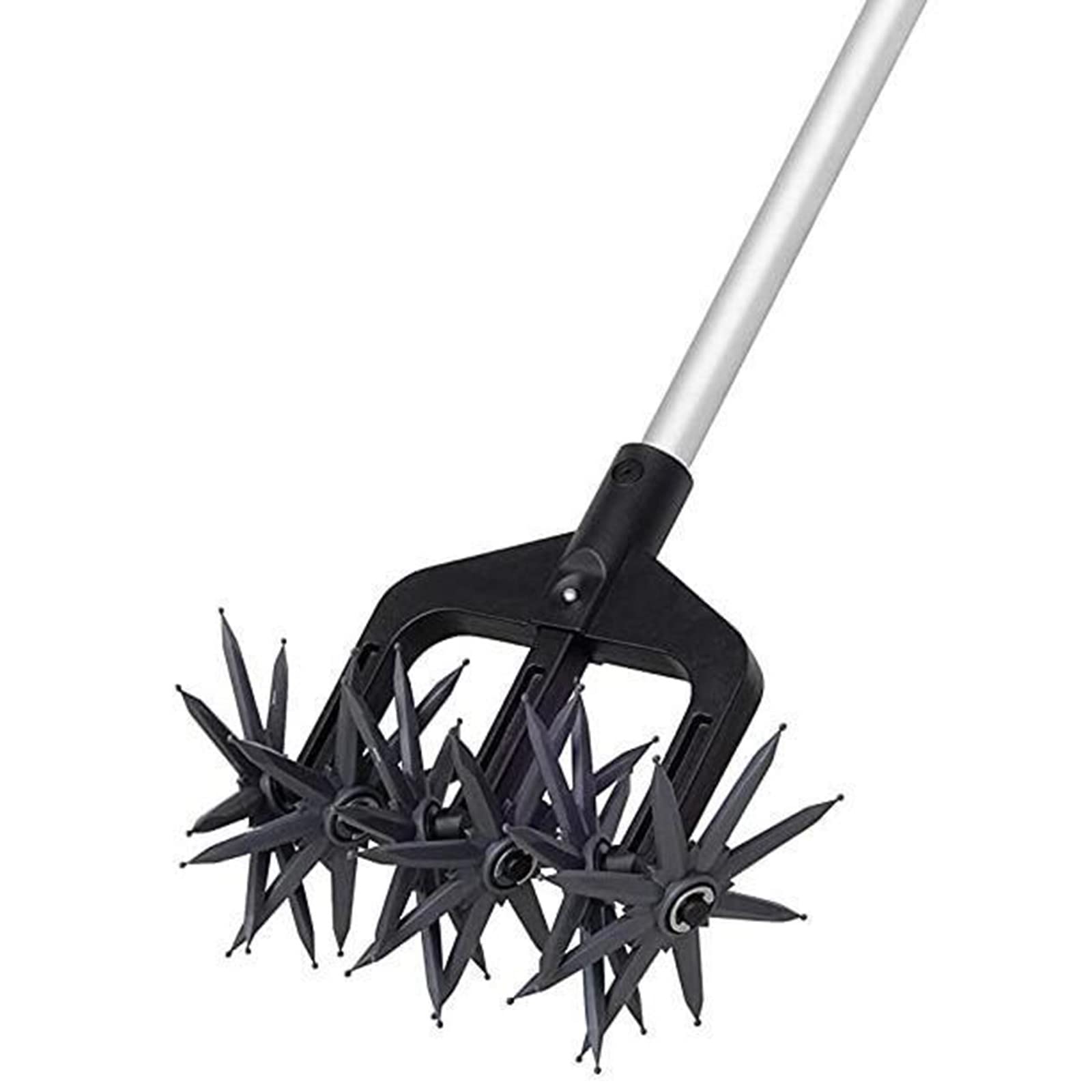 Heavy Duty 3-Tine Rotary Cultivator Tool - Detachable Handle Garden Soil Tiller for Weeding, Aeration & Soil Turning - Perfect for Garden, Balcony, Orchard, Patio & Lawn Care (Ideal for Vegetable Beds, Flower Gardens & Landscaping Projects)