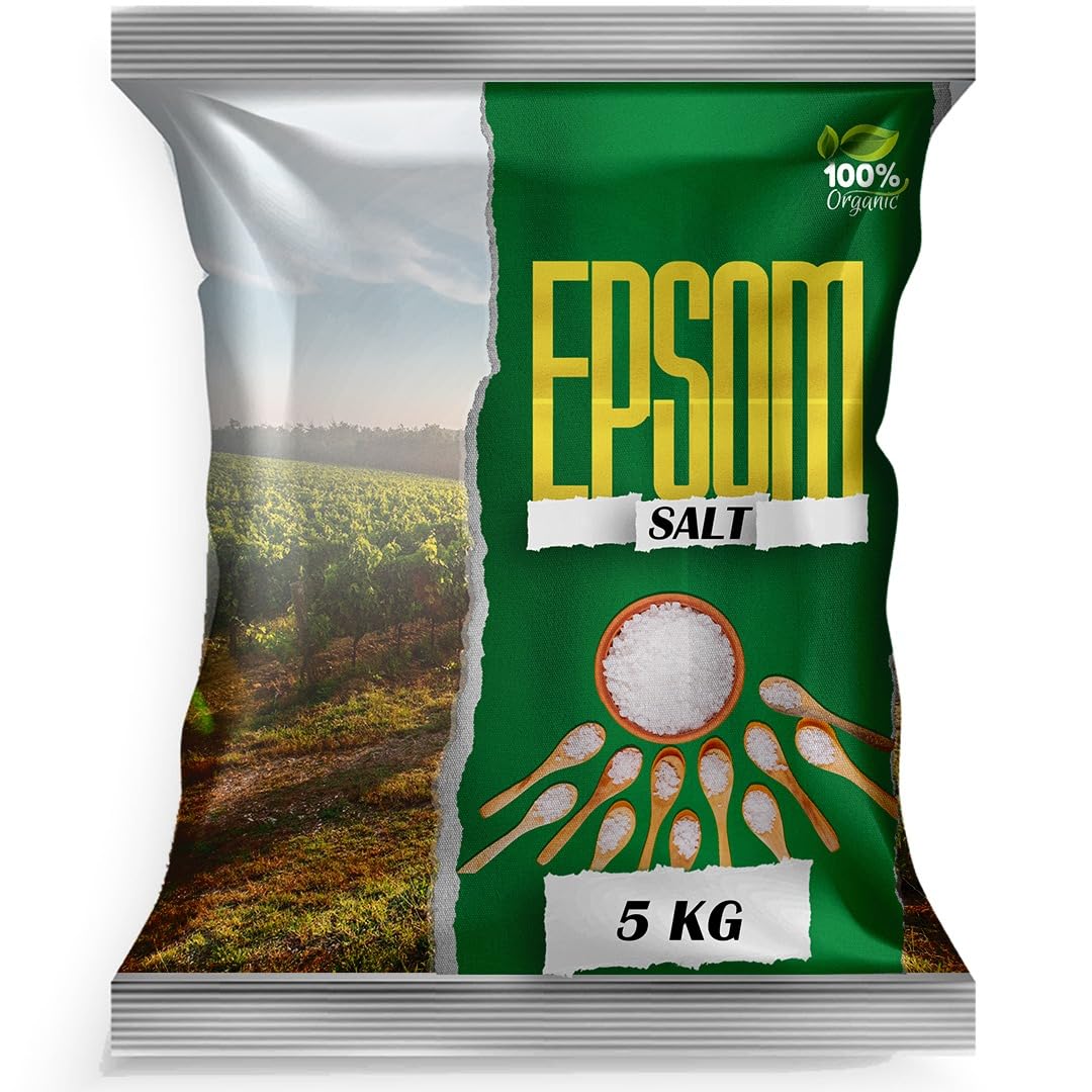 Pure Epsom Salt for Healthy Plants - 5kg (11 lbs) Magnesium Sulfate Fertilizer | Garden Soil Enhancer & Nutrient Booster for Lush Greenery