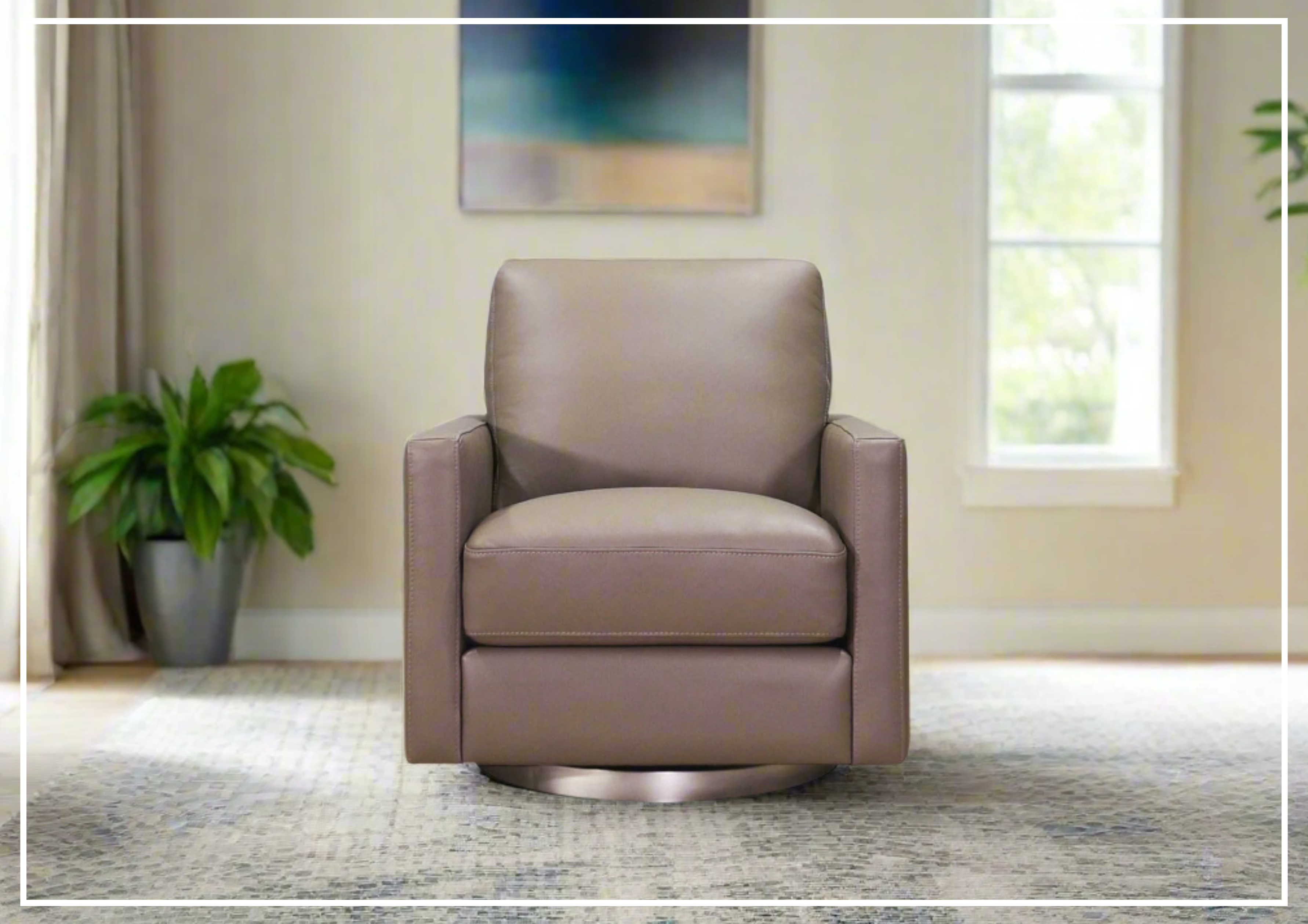 Hydeline Ashby 360 Degree Swivel Leather Arm Chair - Ergonomic Office Chair with Adjustable Height for Home & Workspace - Perfect for Conference Rooms, Study Desks & Executive Offices