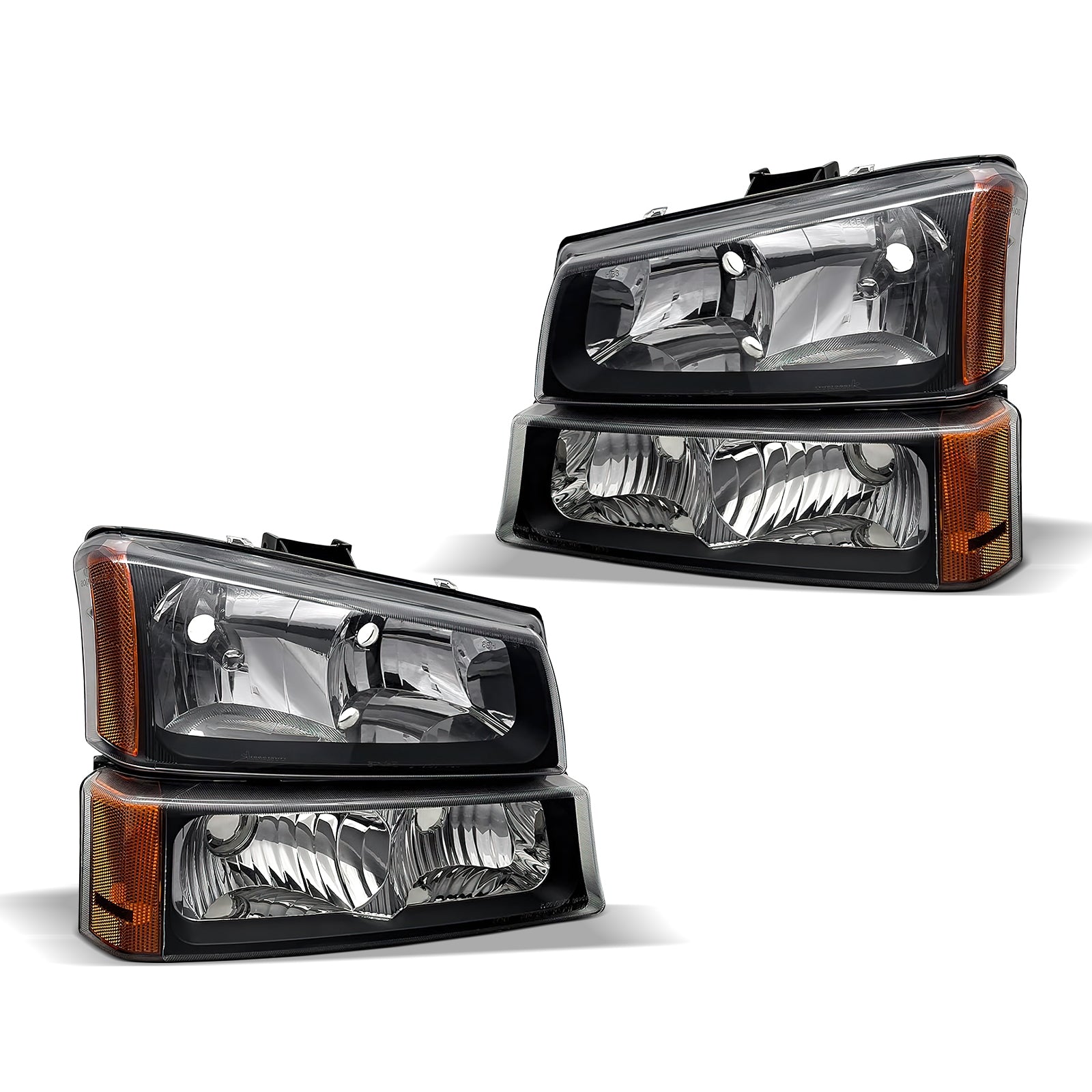LOYO Replacement Headlight Assembly for 2003-2006 Chevy Silverado Avalanche 1500/1500HD/2500/2500HD/3500 - Compatible with Chevrolet Pickup Truck - Durable Headlamp Housing & Bumper Lamp Set - Perfect for Night Driving & Off-Road Adventures