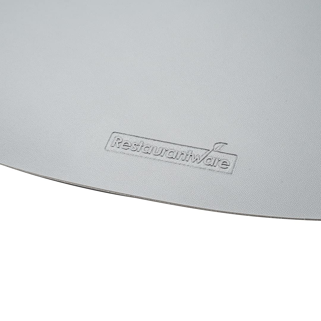Restaurantware 16 Inch Egg-Shaped Vinyl Table Placemats - Set of 6 Stain-Resistant Gray Embossed Placemats with Leather-Like Texture for Dining Tables, Kitchen Countertops & Office Desks - Surface Protection for Daily Use