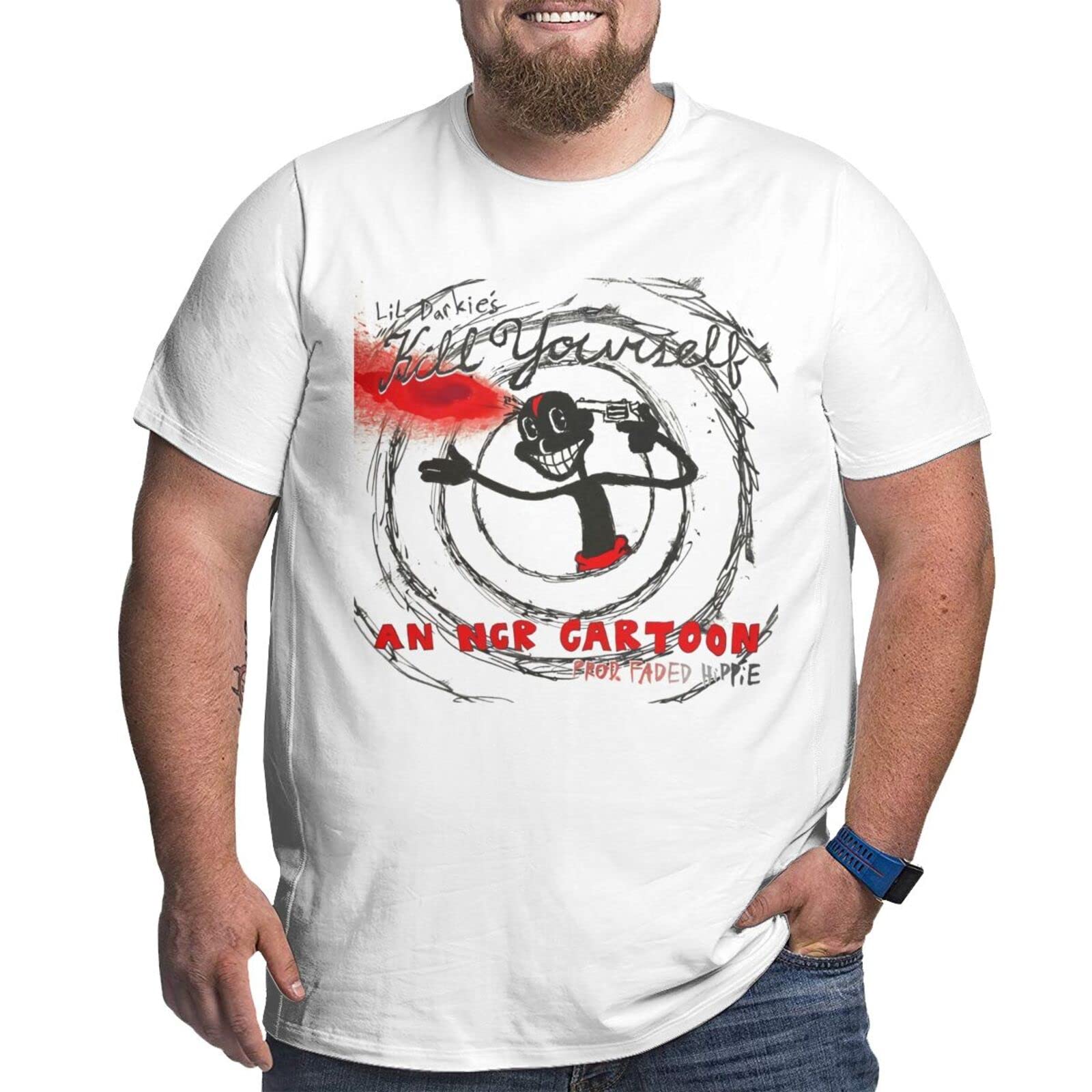 Lil Darkie Oversized Cotton T-Shirt for Men - Big and Tall Short Sleeve Tee - Soft White Crewneck Shirt - Streetwear, Hip Hop Fashion, Casual Wear for Concerts and Daily Outfits