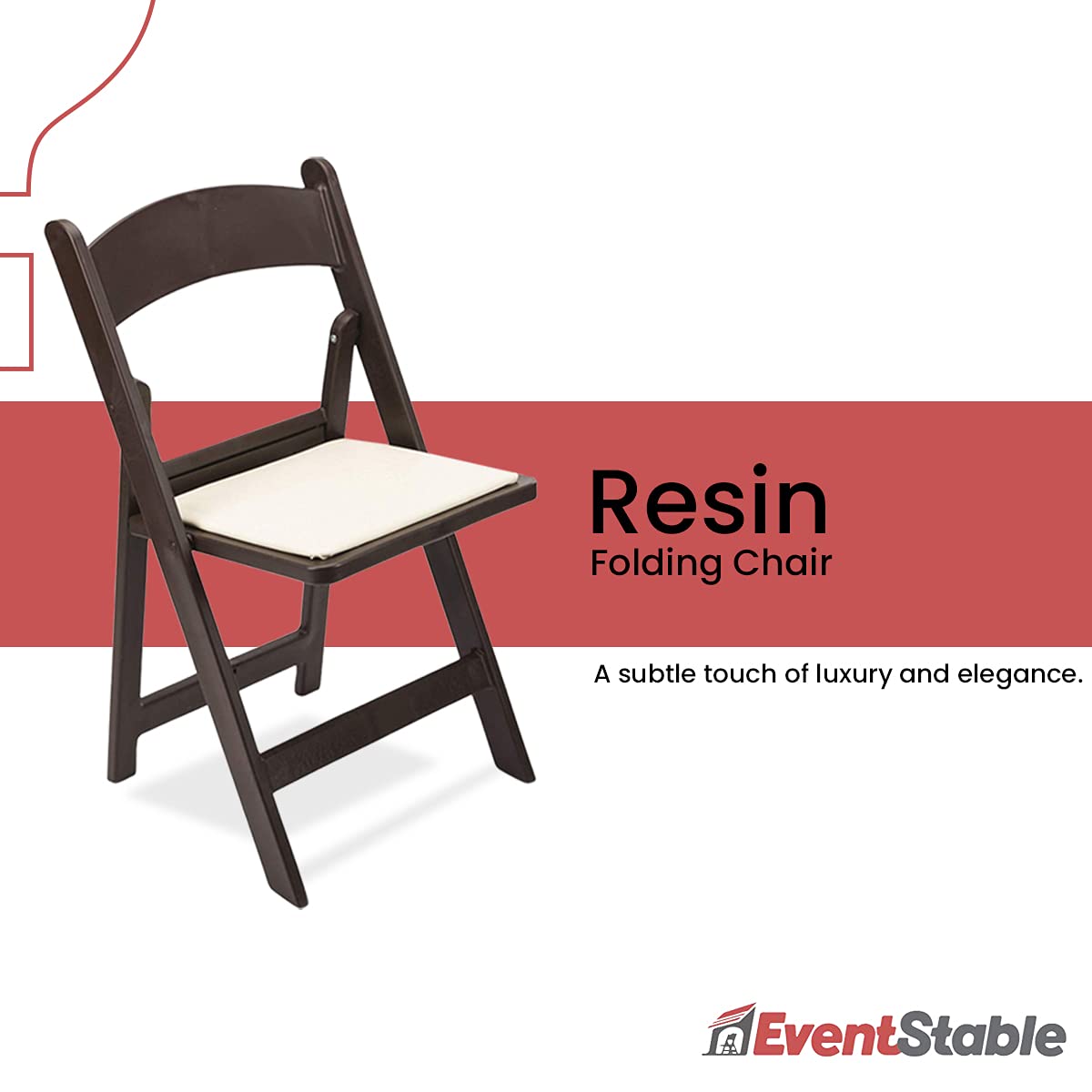 EventStable Titan PRO Resin Folding Chairs 4-Pack - Heavy Duty Dark Brown Vinyl Padded Seats for Indoor & Outdoor Use - Lightweight Portable Chairs for Weddings, Parties, Events, Camping, and Backyard Gatherings