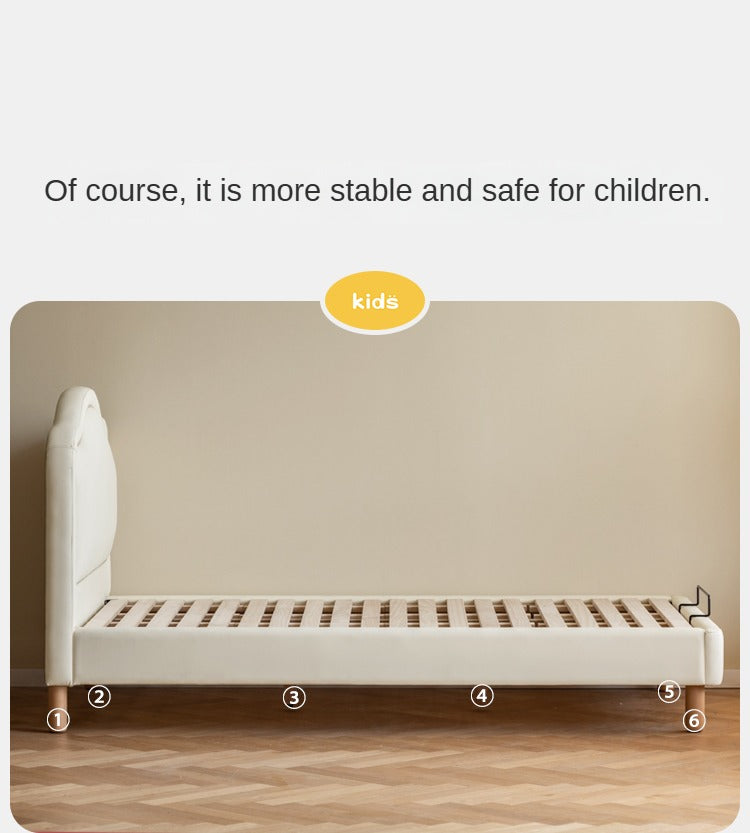 Organic Leather Cream Style Soft Kids Bed – Premium Comfort for Nursery, Bedroom & Playroom – Safe & Durable Toddler Bed for Sweet Dreams