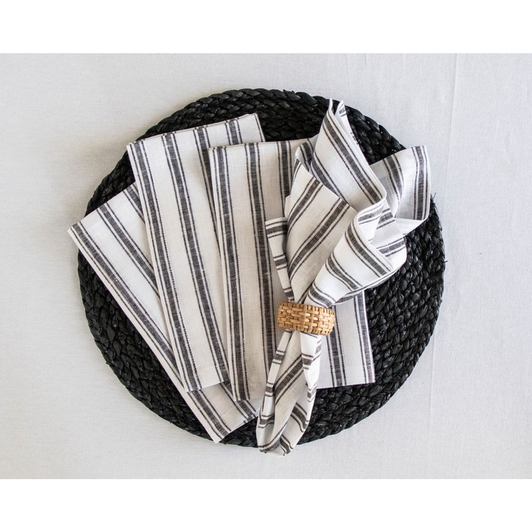 Premium Capri Ticking Stripe Cotton Napkins - Set of 4 - Classic Blue & White Striped Table Linens for Dinner Parties, Picnics & Home Decor